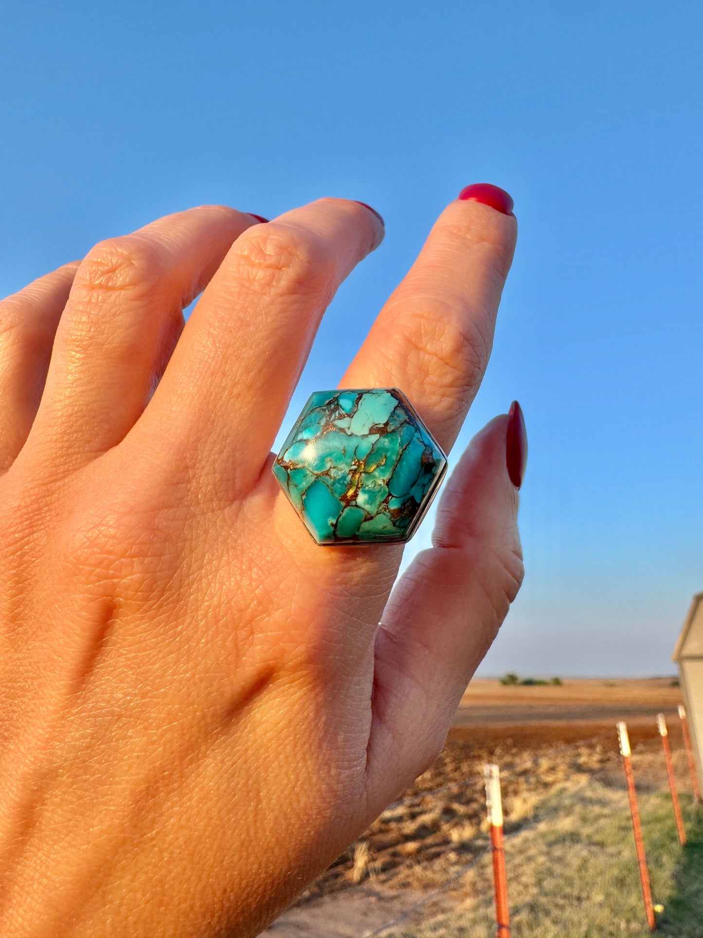 Sterling Hexagon Turquoise Ring