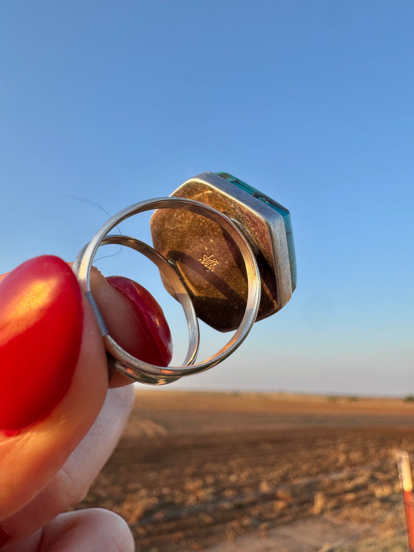 Sterling Hexagon Turquoise Ring