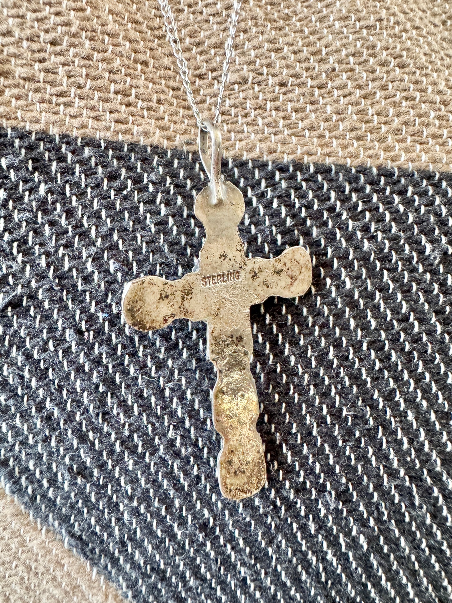 Vintage Sterling Turquoise Cross Necklace