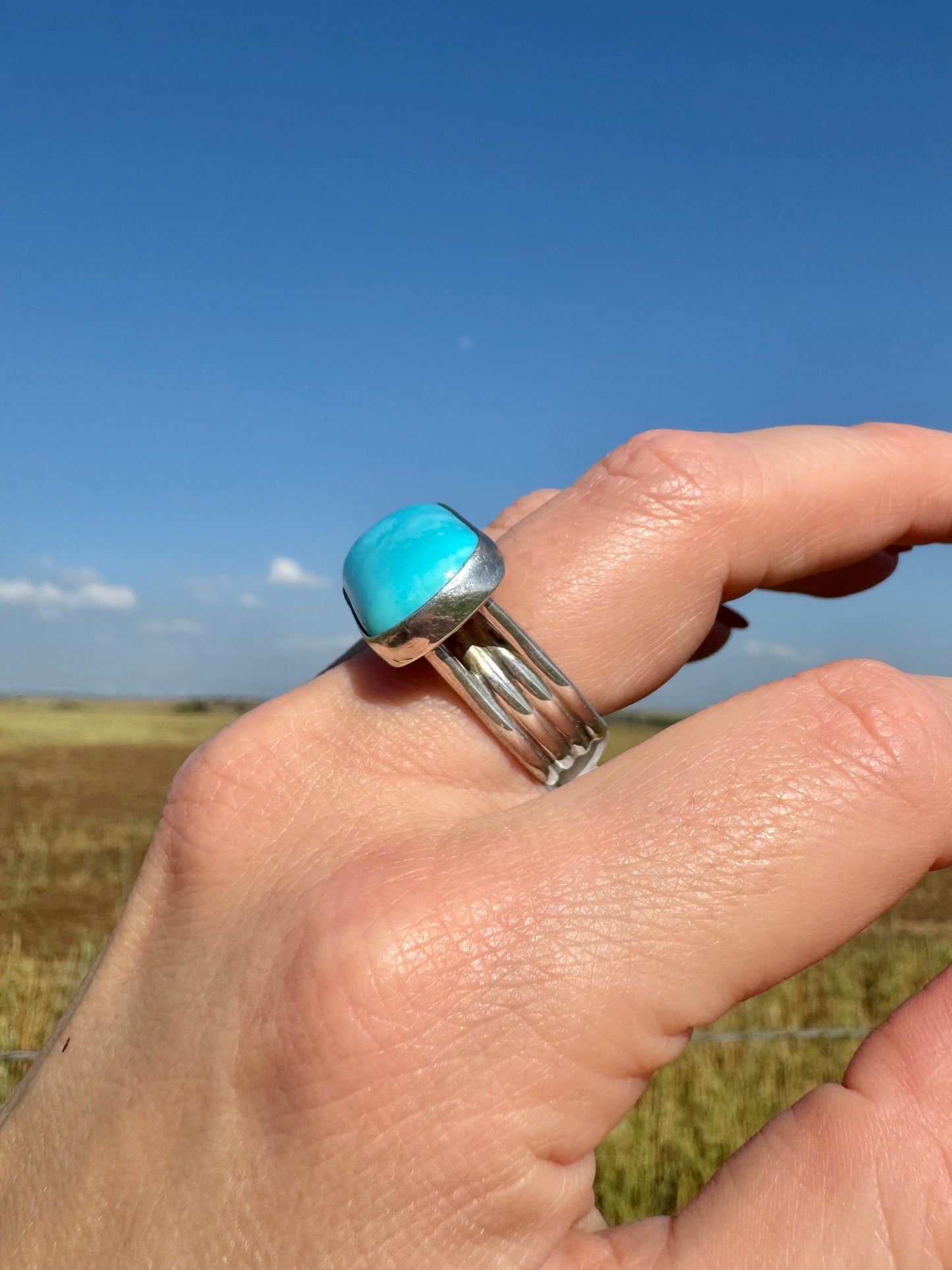 Sterling Silver Turquoise Bar Ring