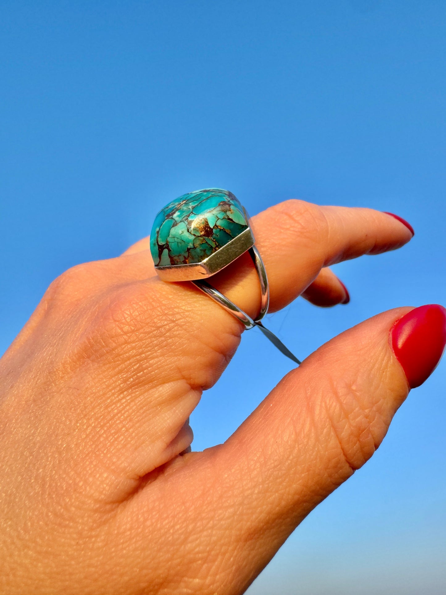 Sterling Hexagon Turquoise Ring