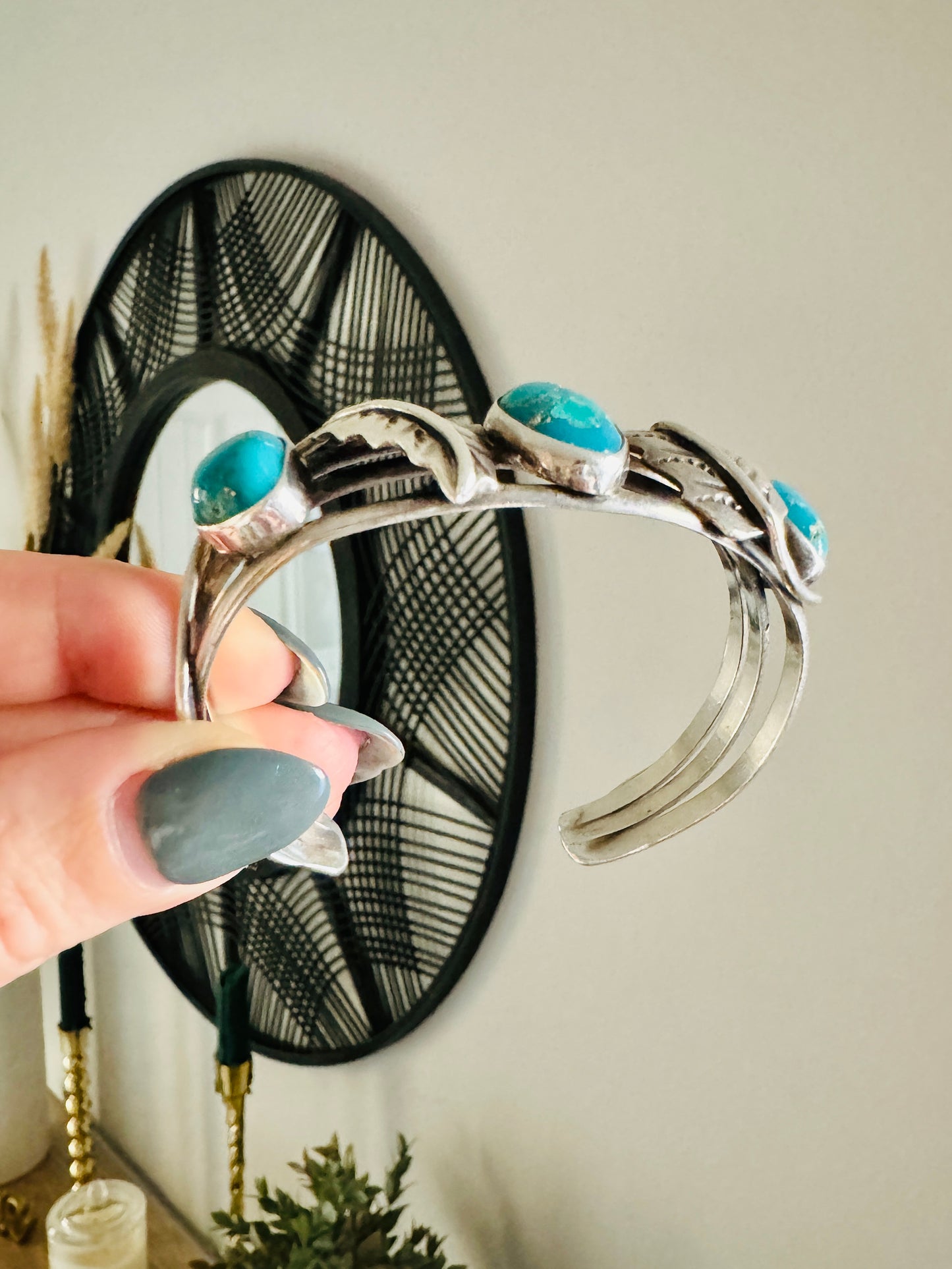 Vintage Sterling Silver Turquoise Cuff Bracelet