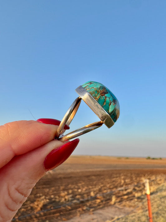 Sterling Hexagon Turquoise Ring