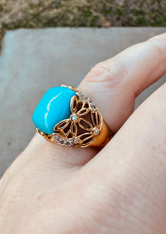 Sterling Silver Gold Plated Turquoise Ring