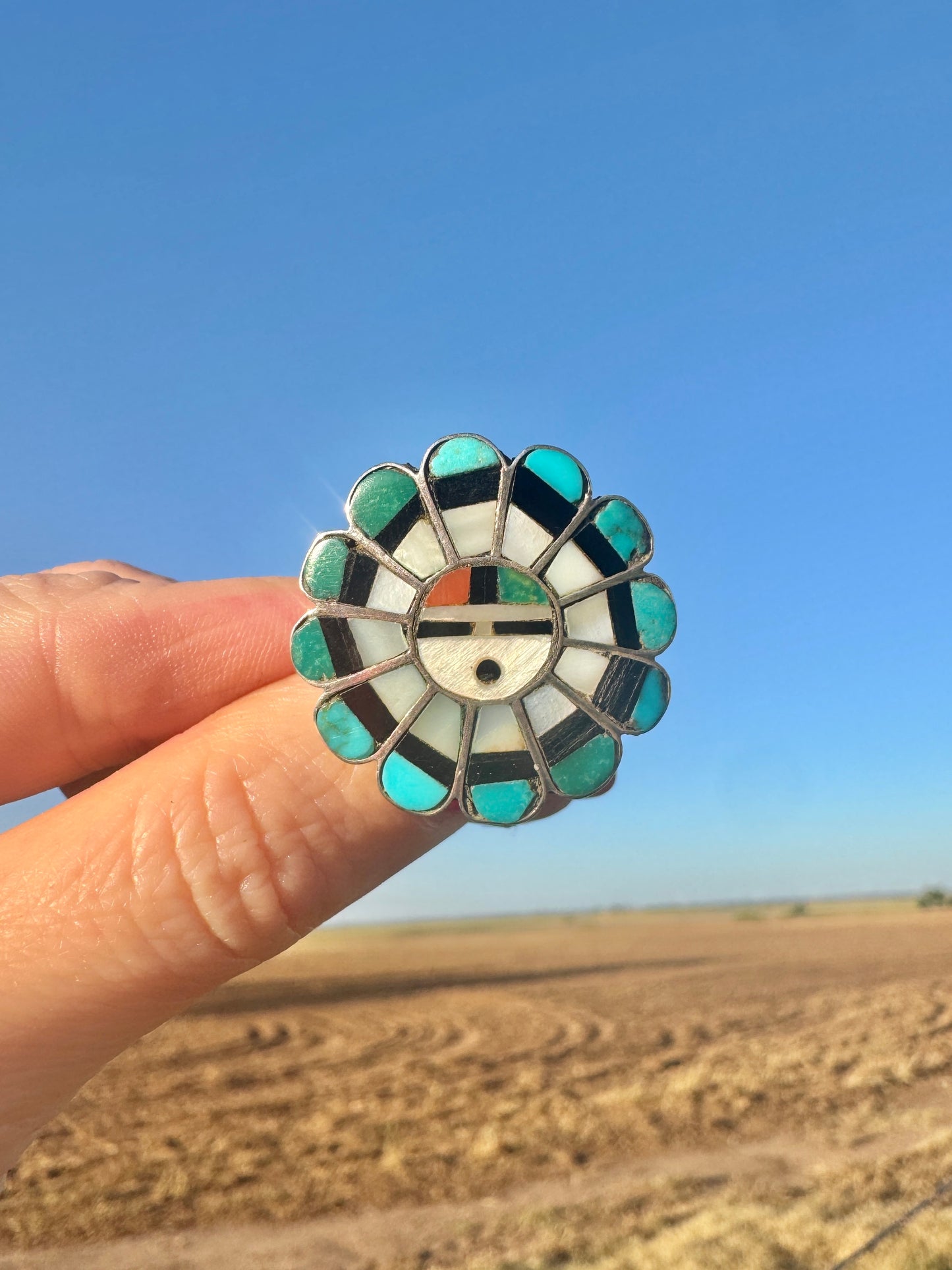 Vintage Sterling Sunface Zuni Ring