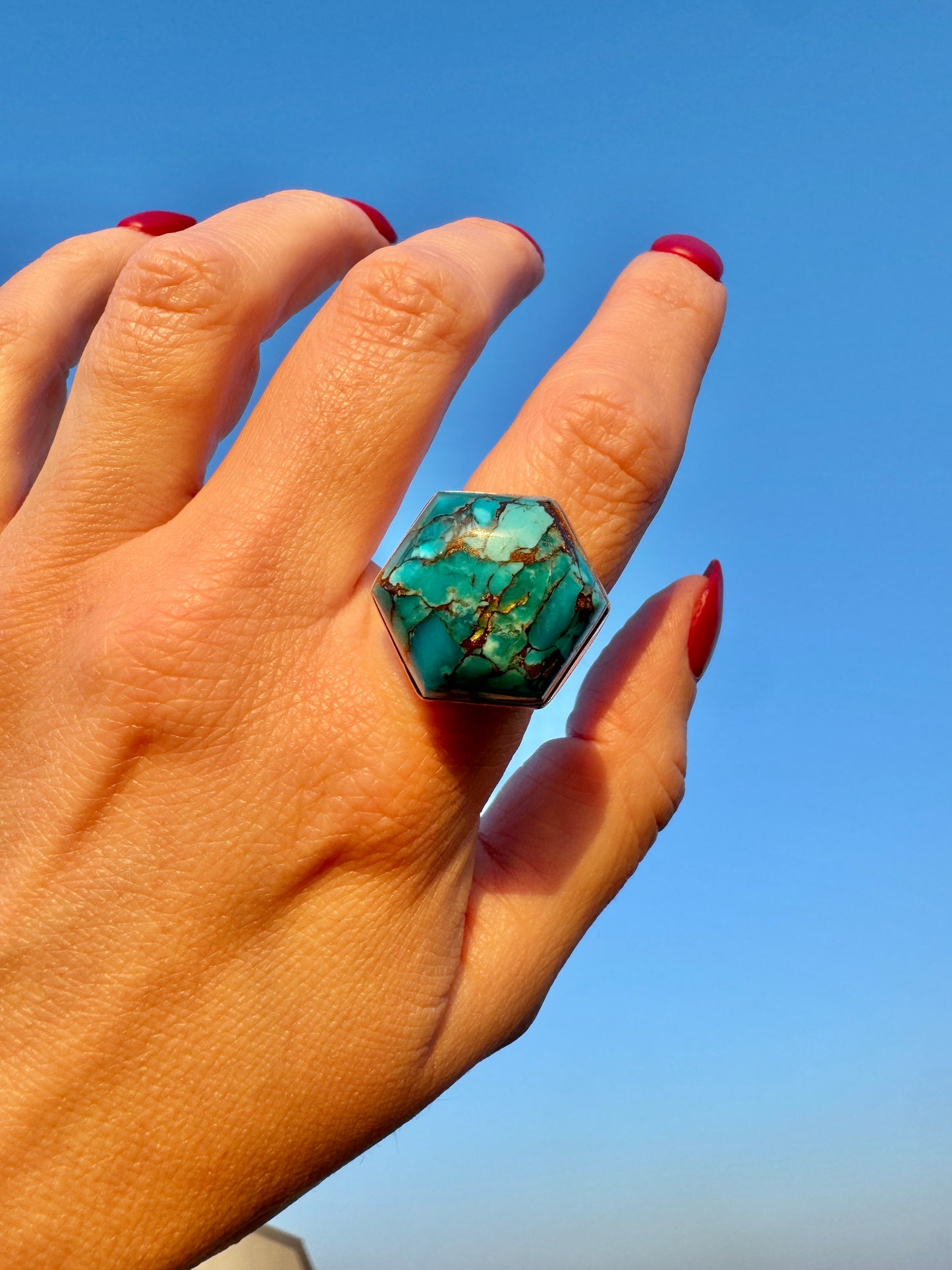 Sterling Hexagon Turquoise Ring