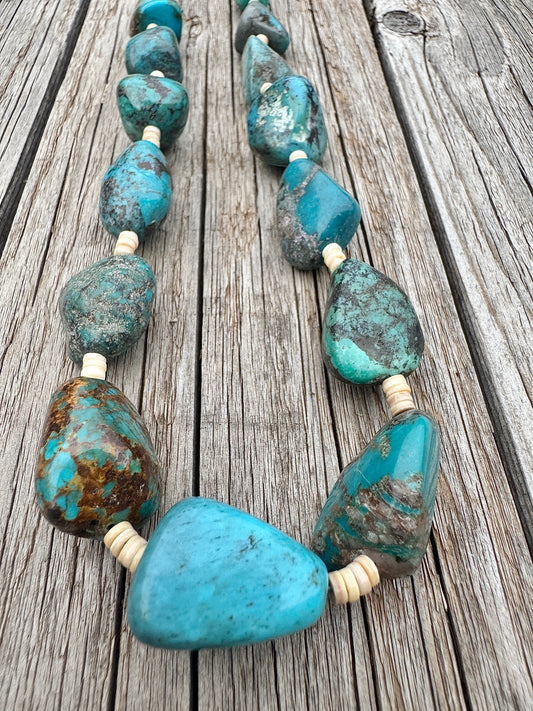 Sterling Turquoise and Heishi Necklace