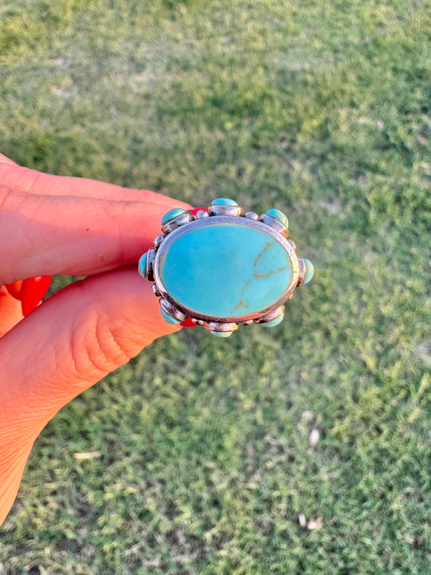 Vintage Sterling Santa Fe Turquoise Ring