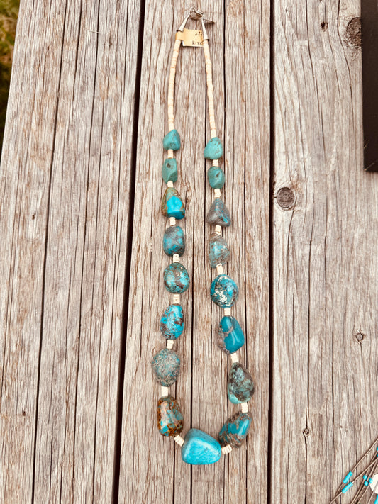 Sterling Turquoise and Heishi Necklace
