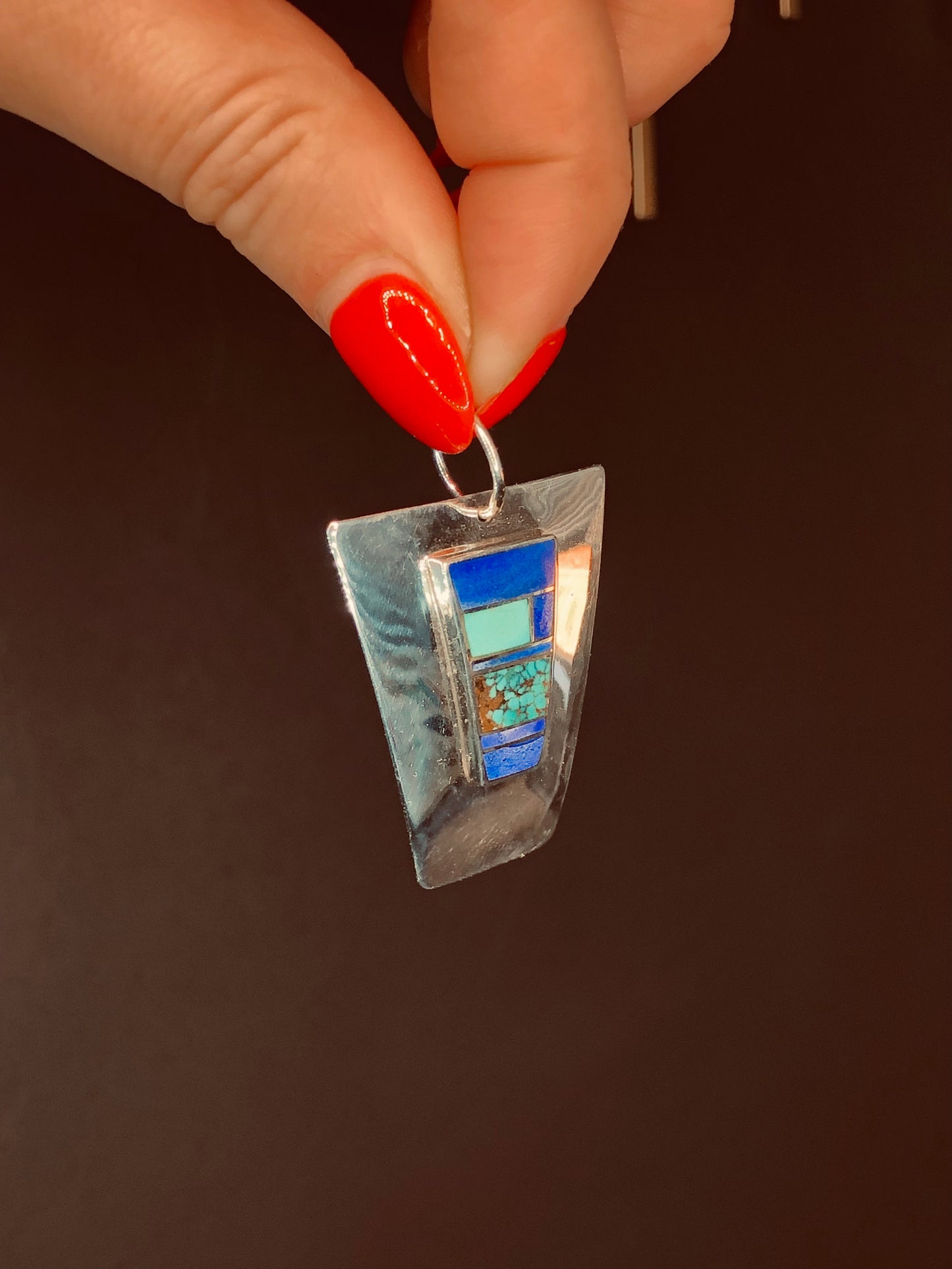 Sterling Turquoise + Lapis Pendant