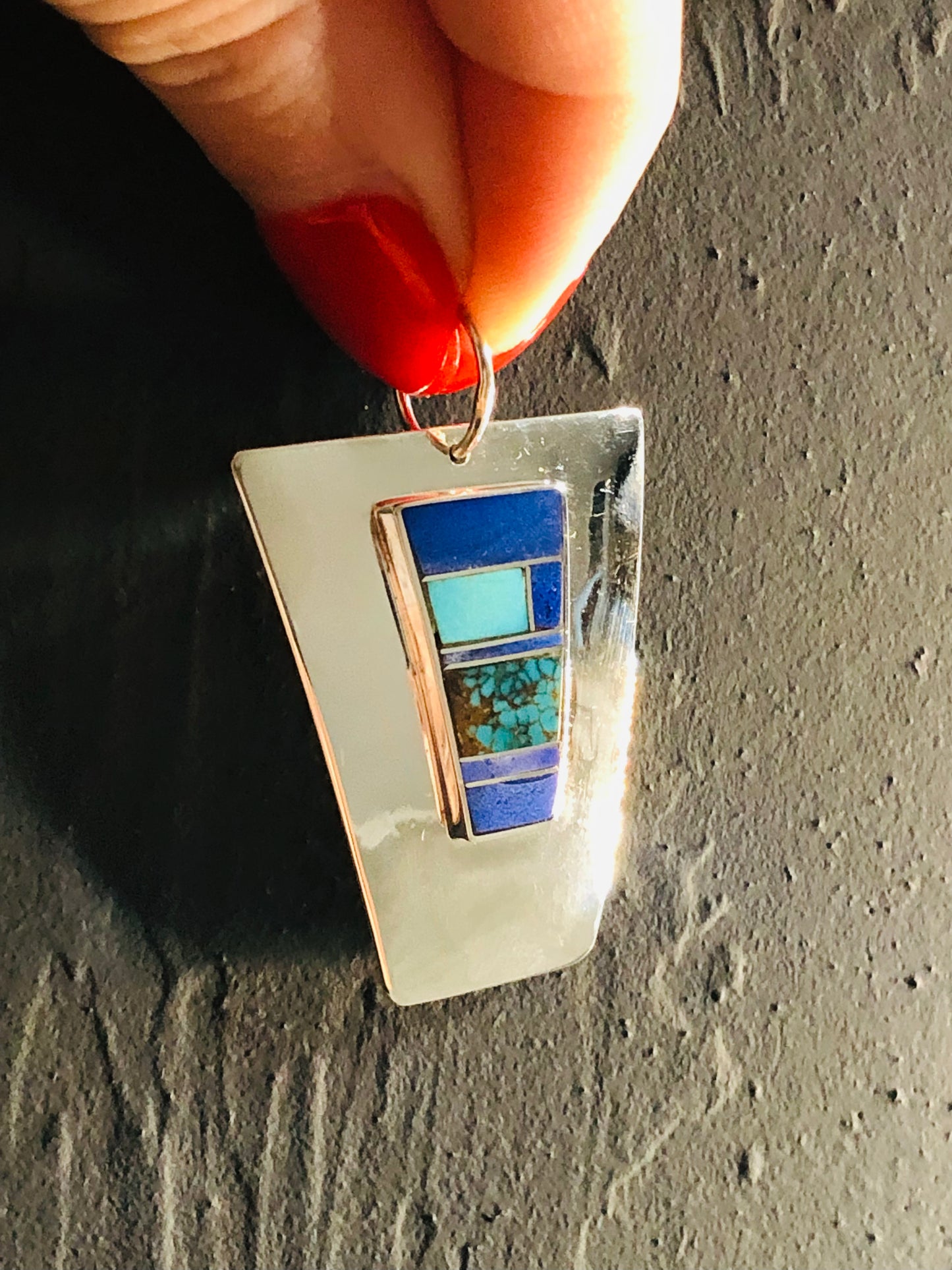 Sterling Turquoise + Lapis Pendant