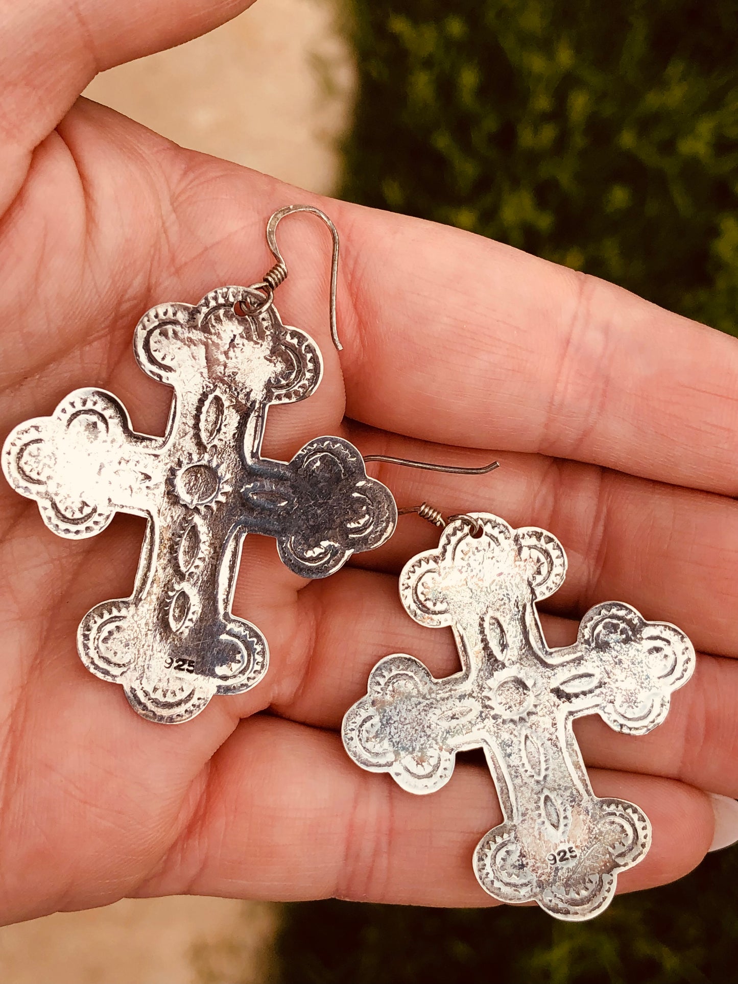Vintage Sterling Cross Earrings
