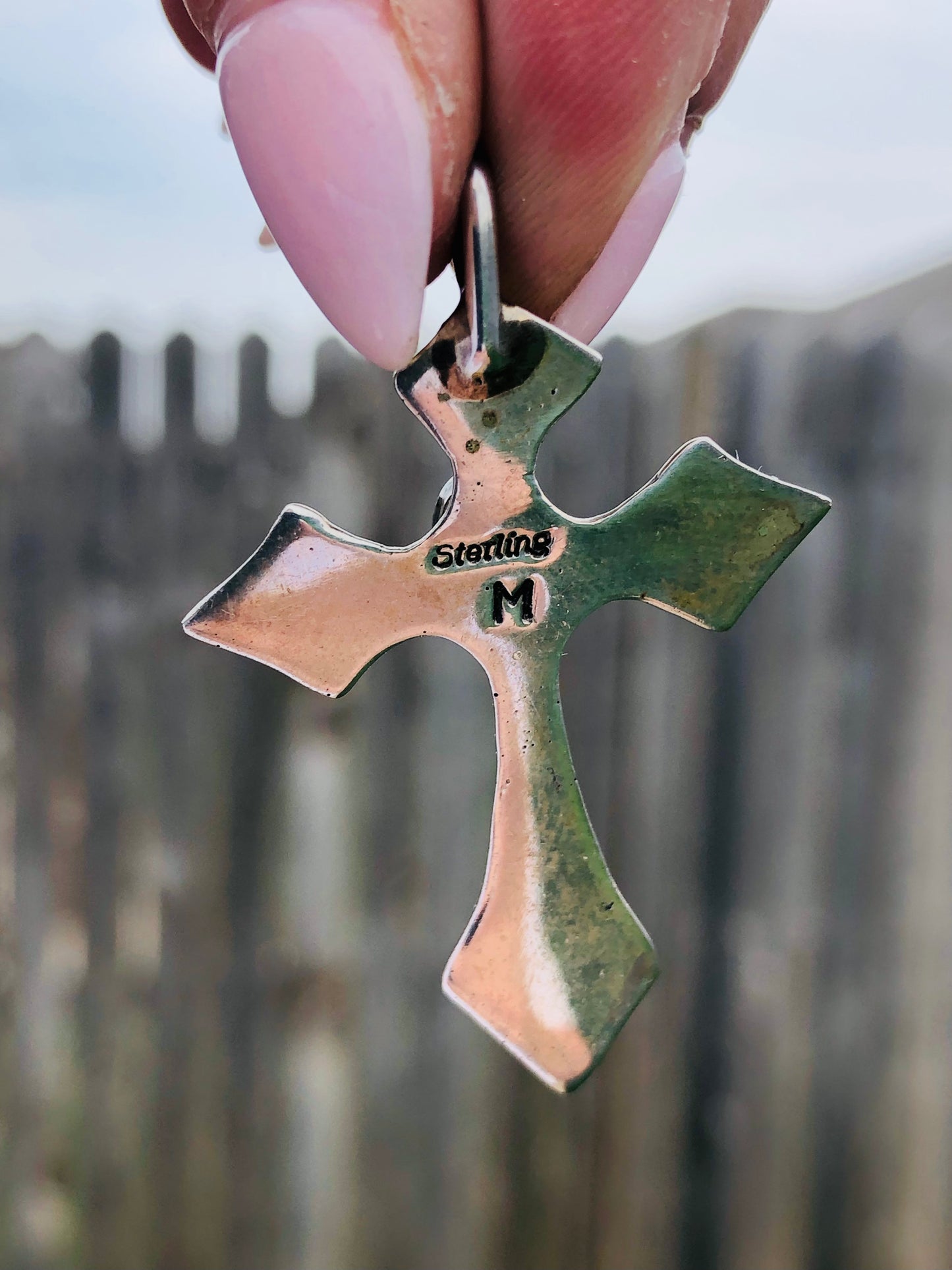 Vintage Aztec Cross Pendant Signed