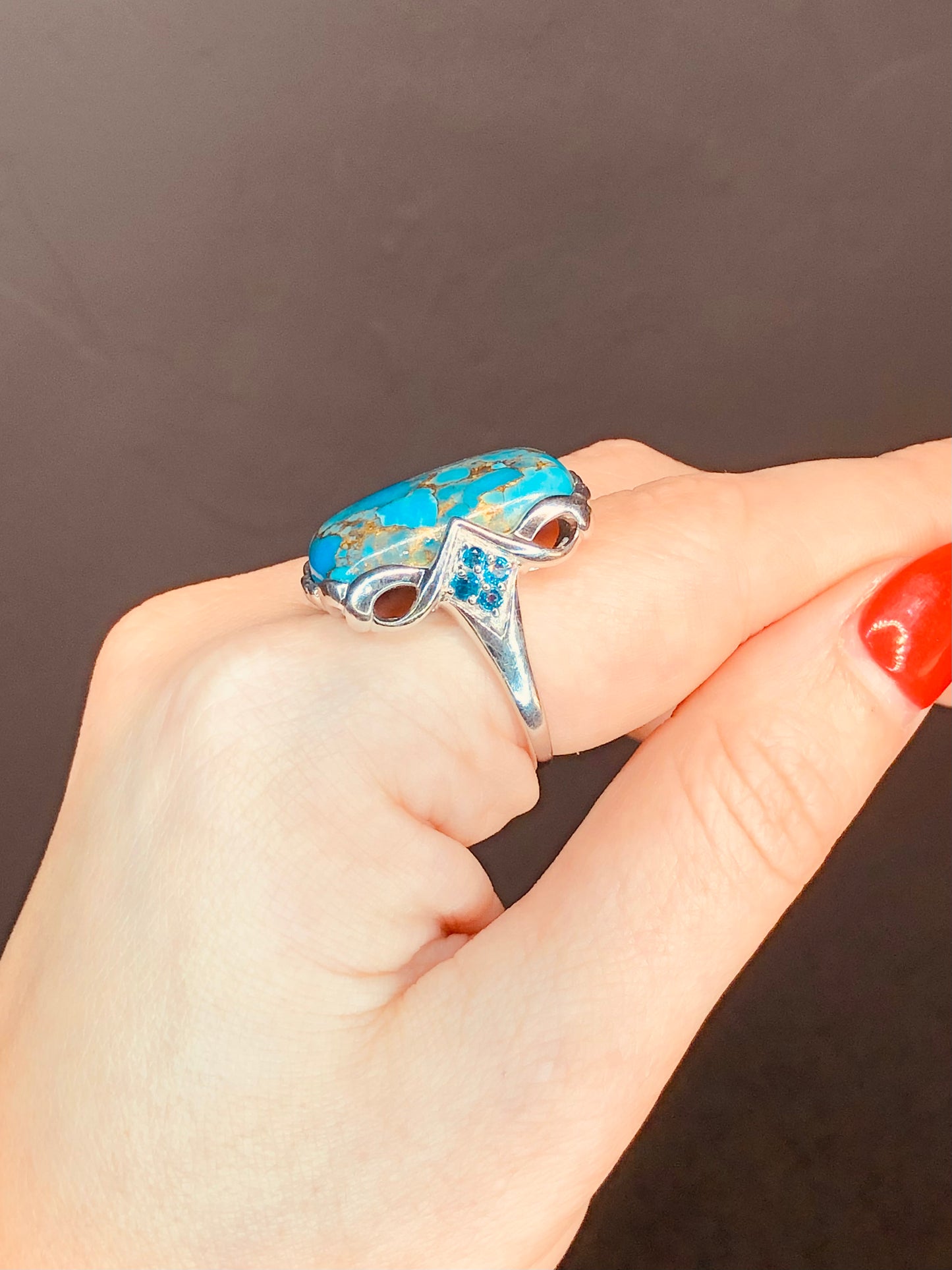 Sterling Silver Turquoise and Blue Topaz Ring
