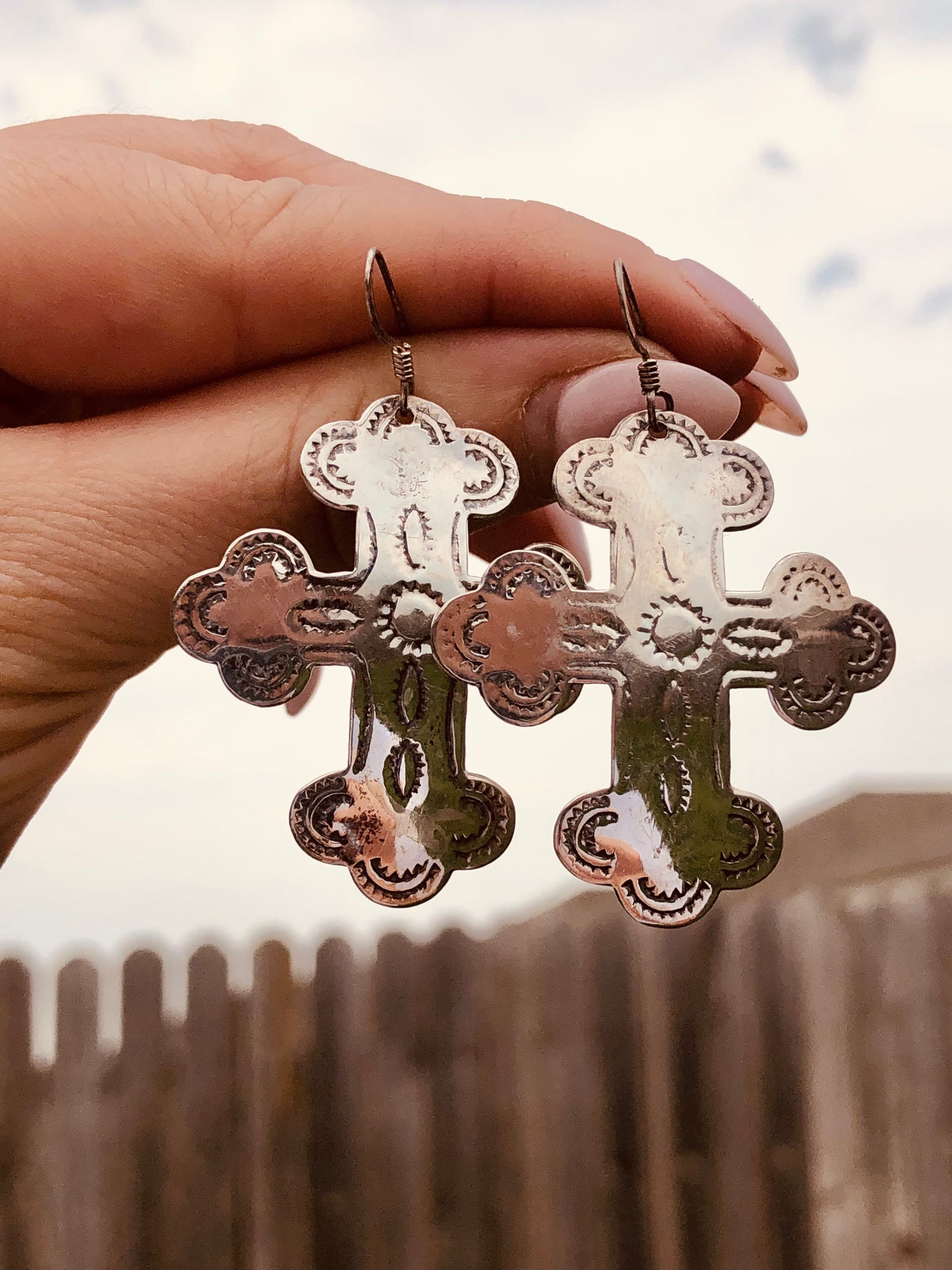 Vintage Sterling Cross Earrings