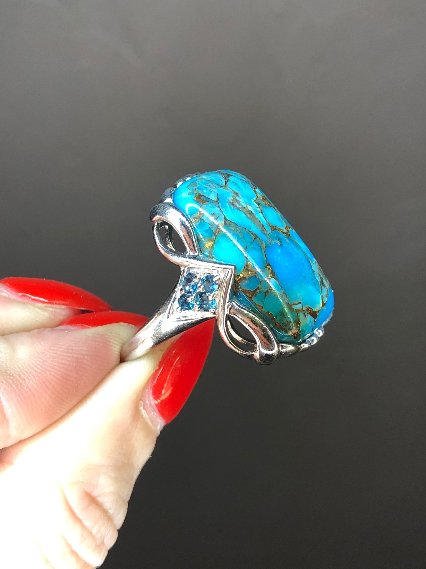 Sterling Silver Turquoise and Blue Topaz Ring