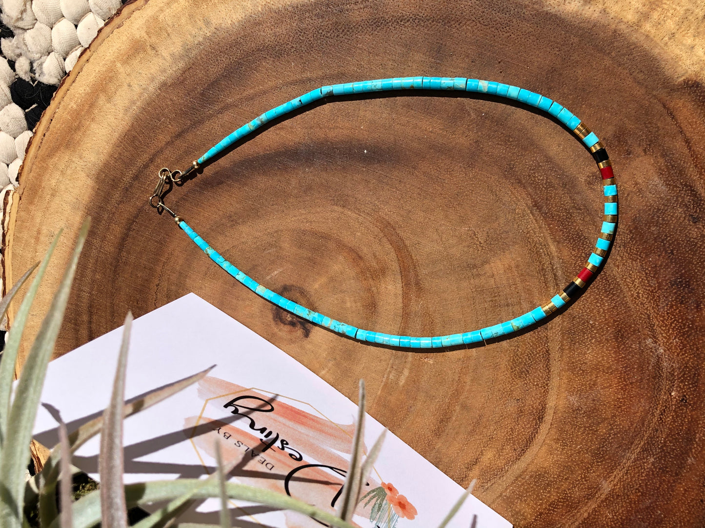 Sterling Silver Turquoise, Coral, Black onyx, and GF Bead Necklace