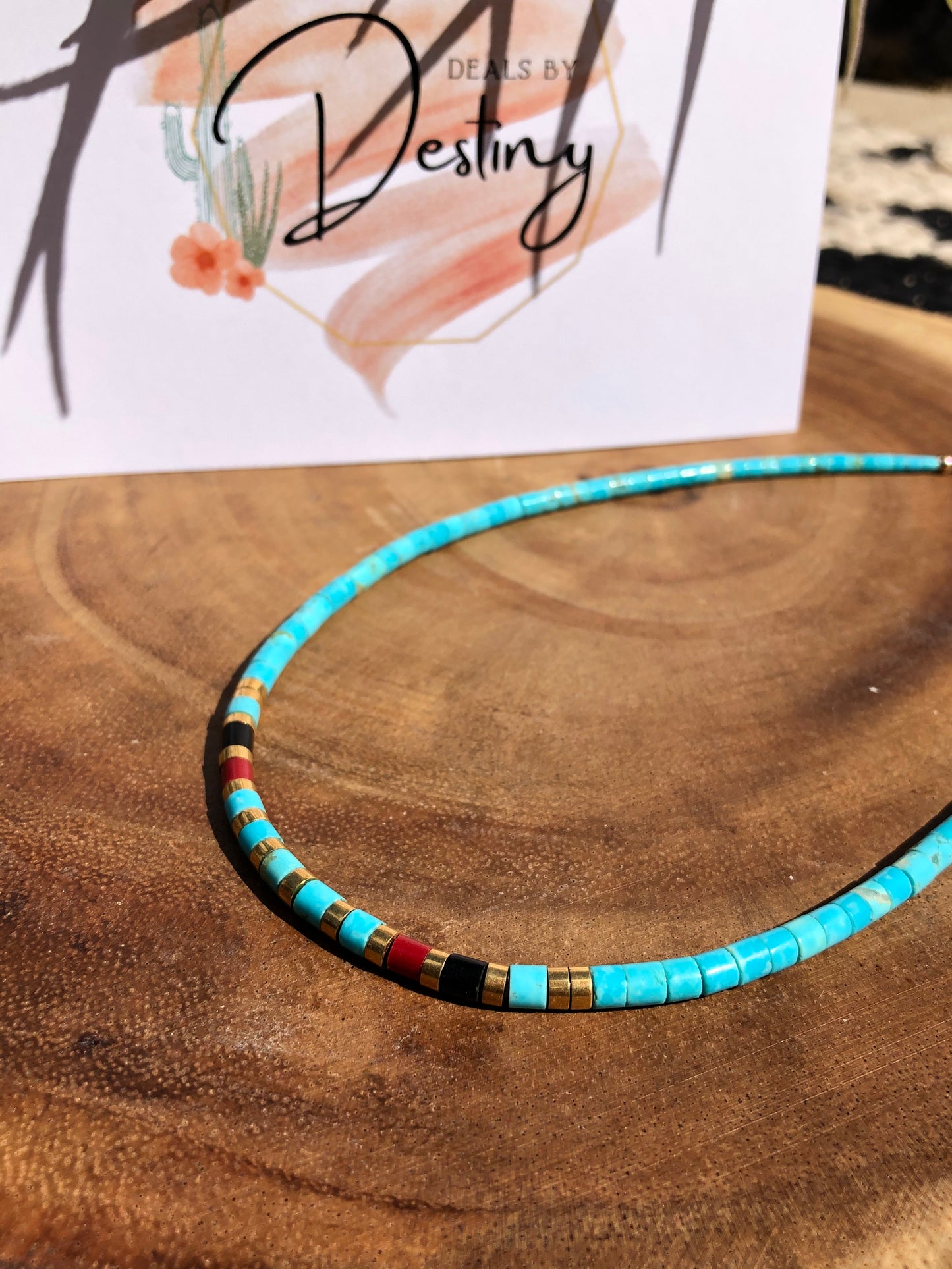 Sterling Silver Turquoise, Coral, Black onyx, and GF Bead Necklace