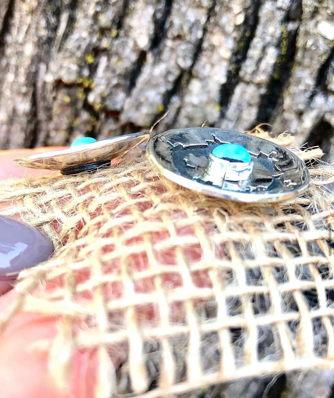Sterling and Turquoise Tribal Stud Earrings