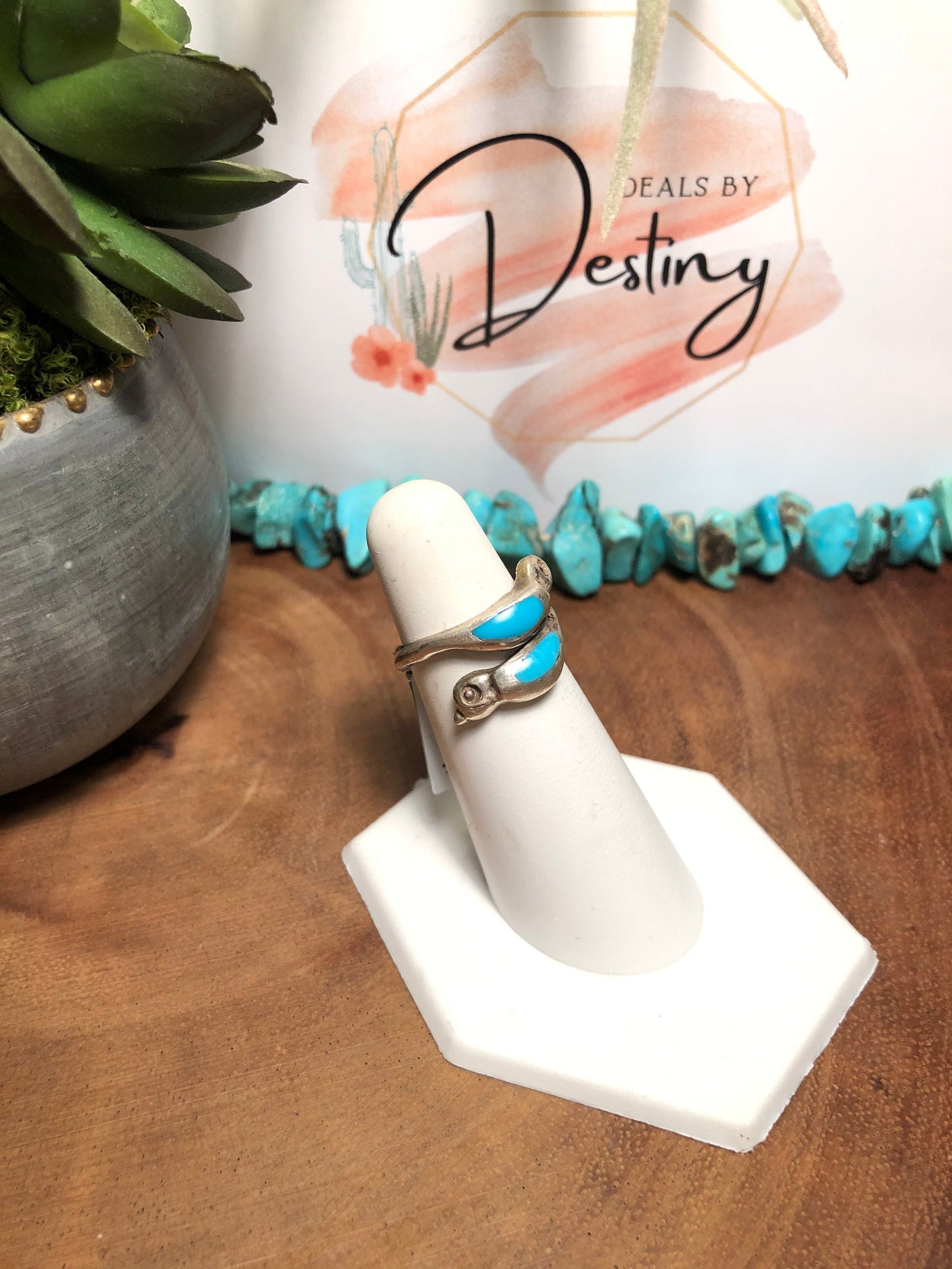 Vintage Sterling Silver Turquoise Wrap Bird Ring