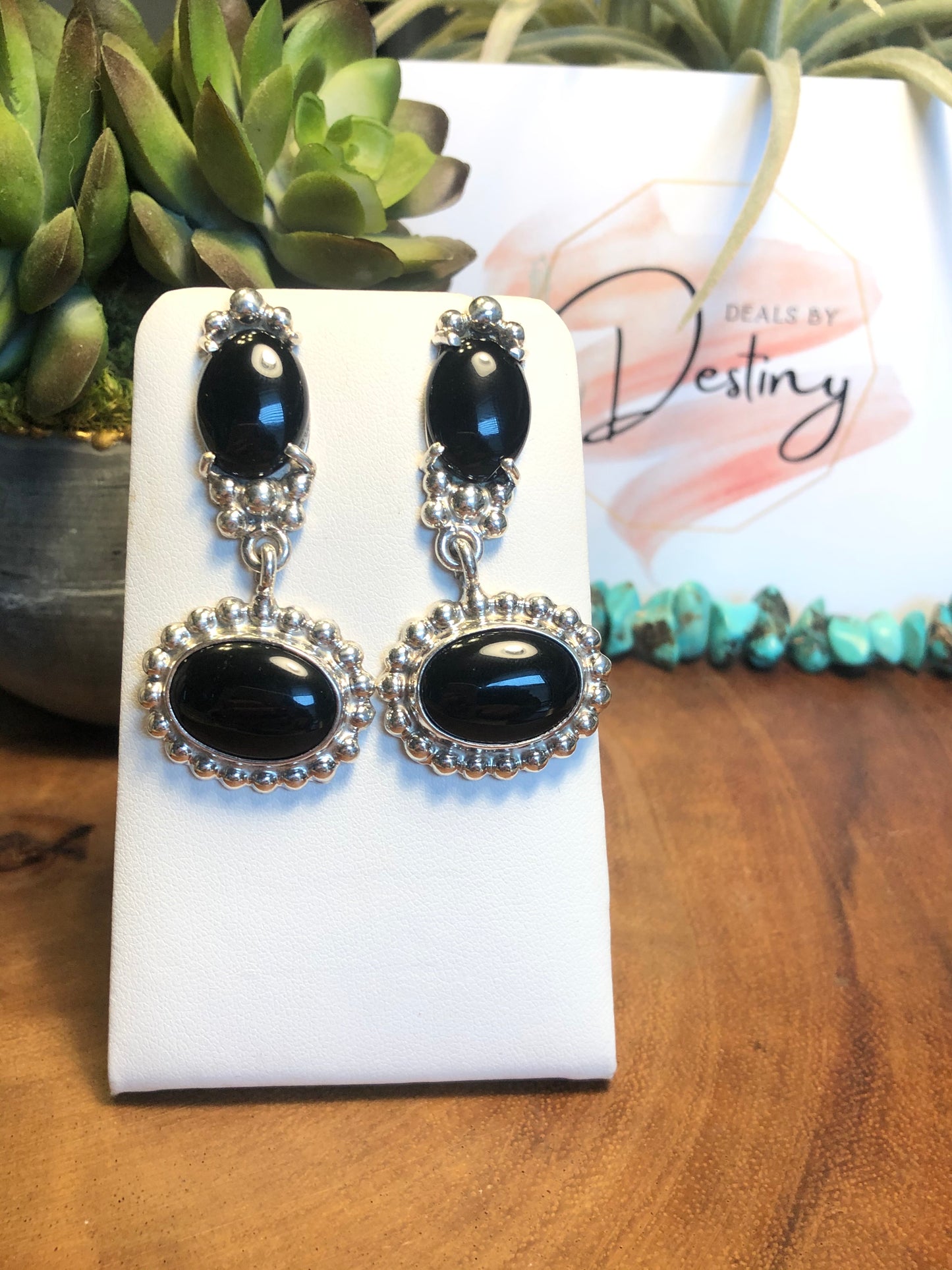 Vintage Sterling Silver Black Onyx Earrings