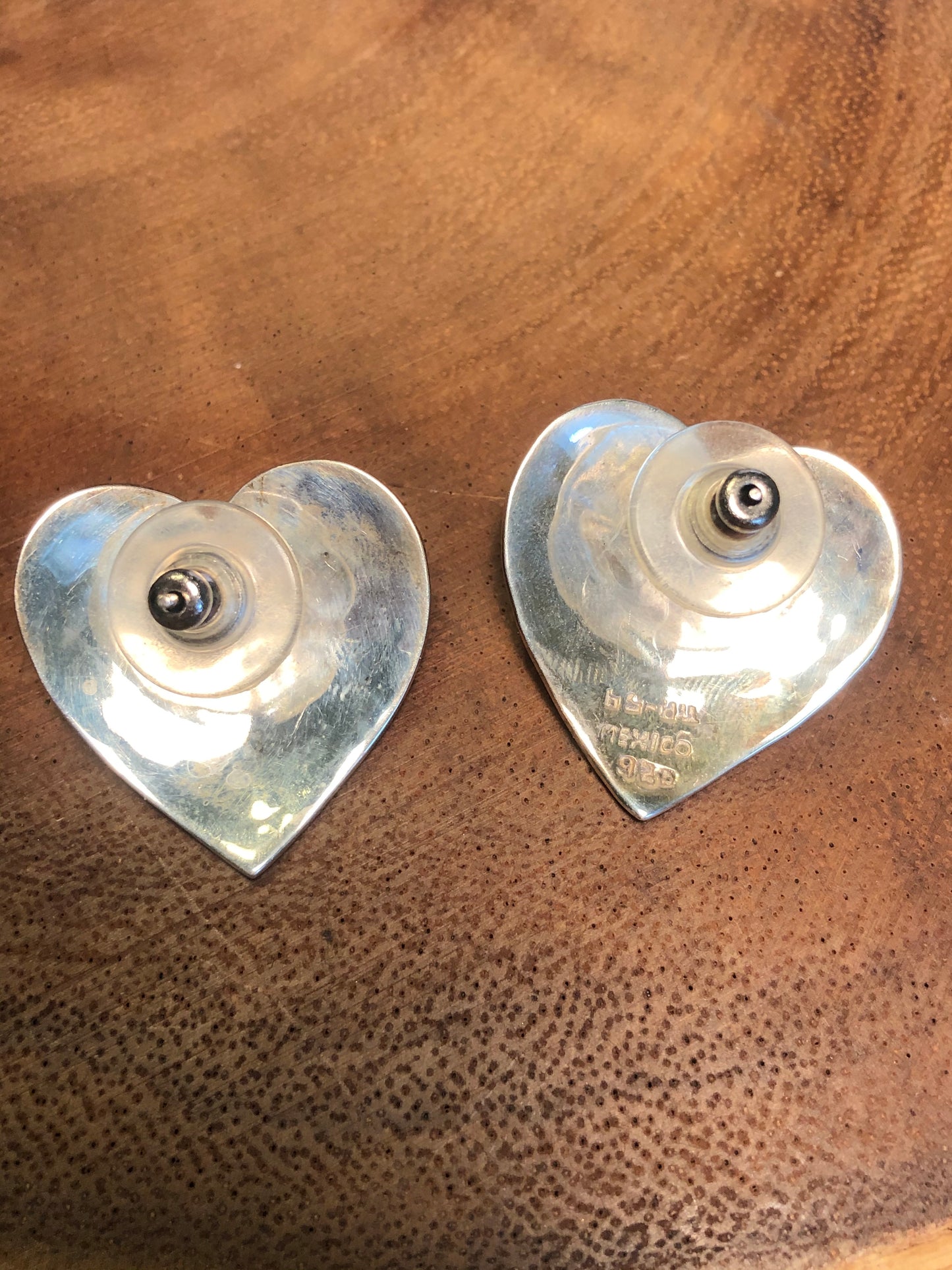 Vintage Sterling Silver Heart and Flower Turquoise Earrings