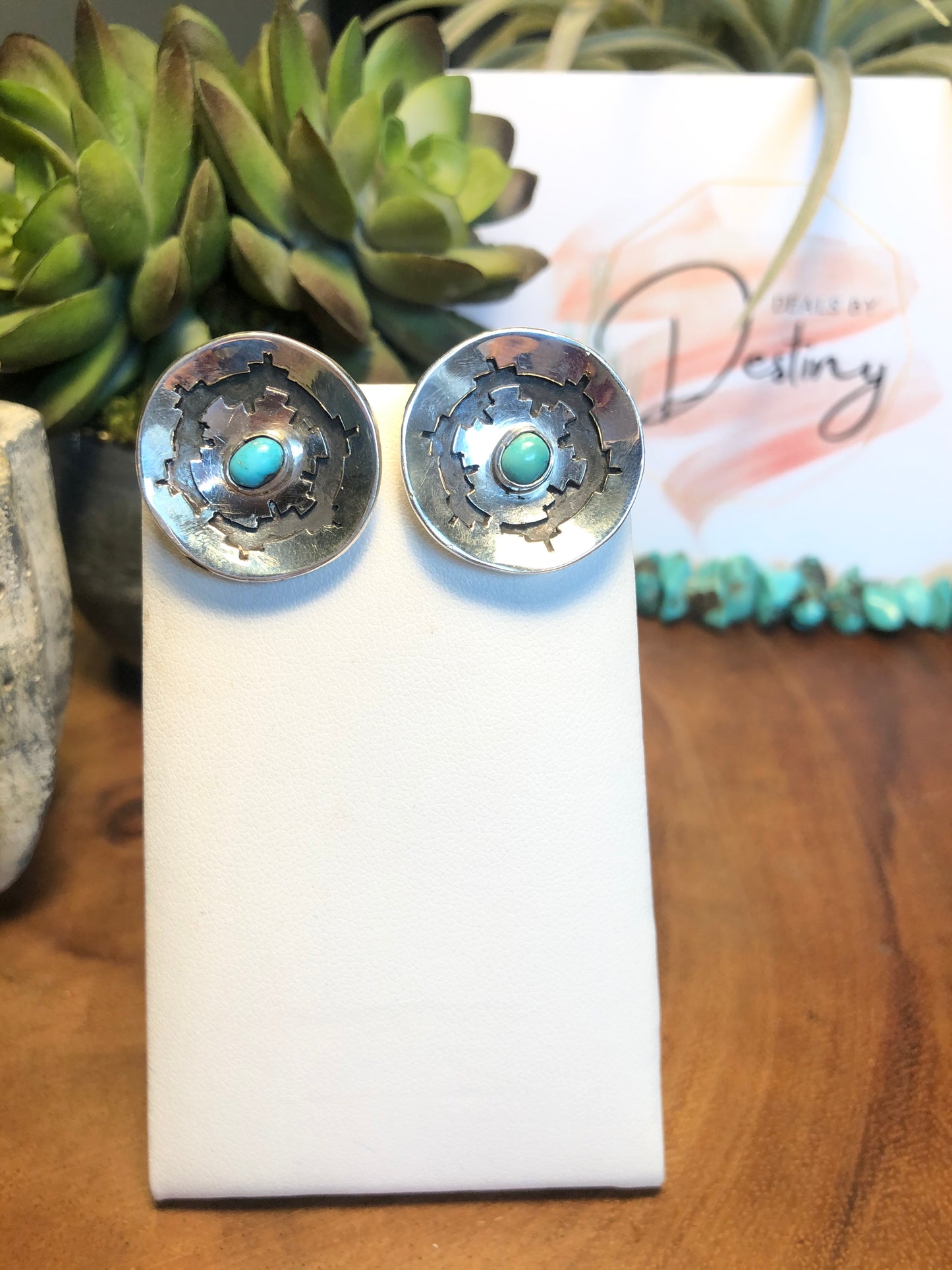 Sterling and Turquoise Tribal Stud Earrings