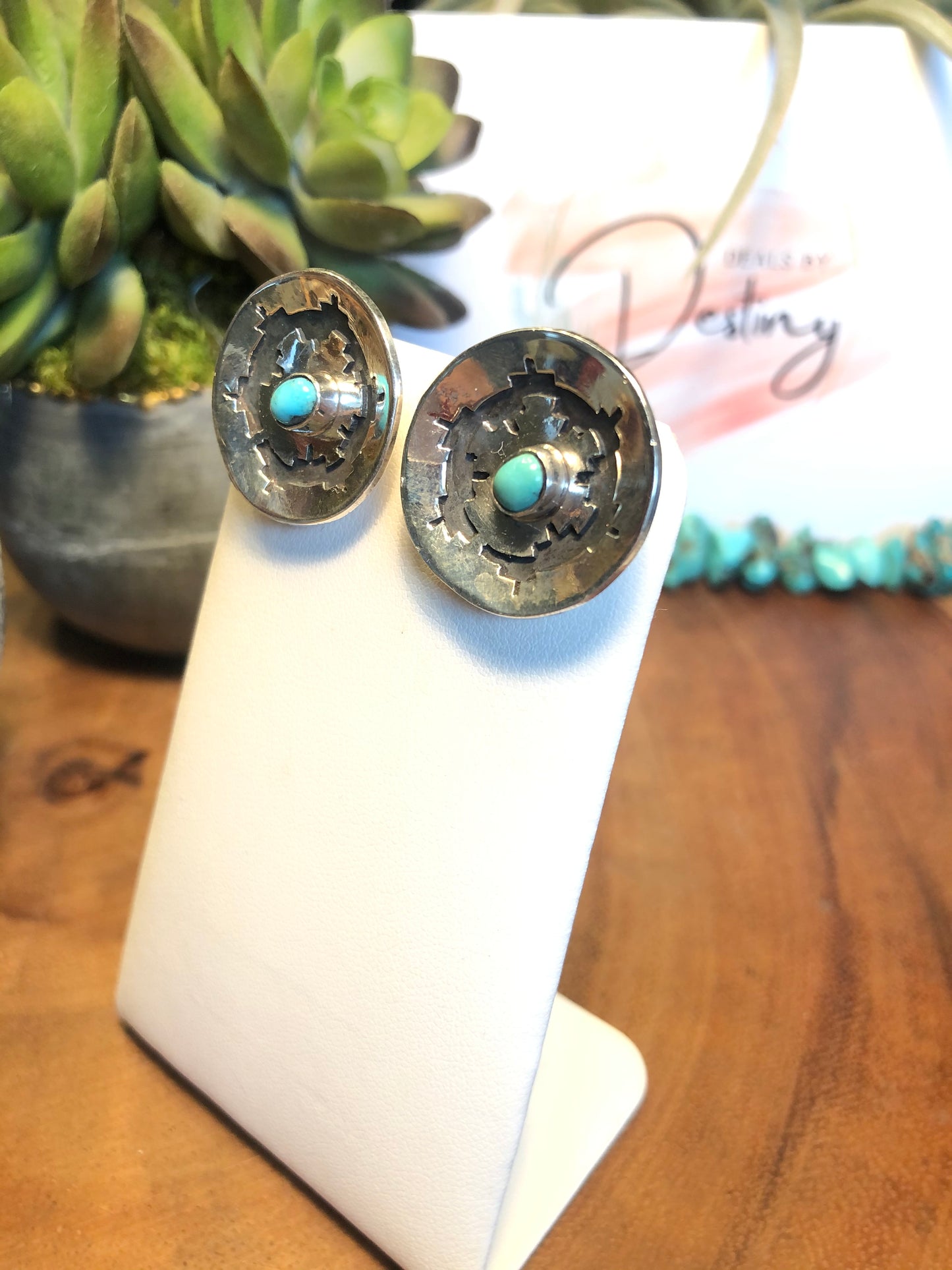 Sterling and Turquoise Tribal Stud Earrings