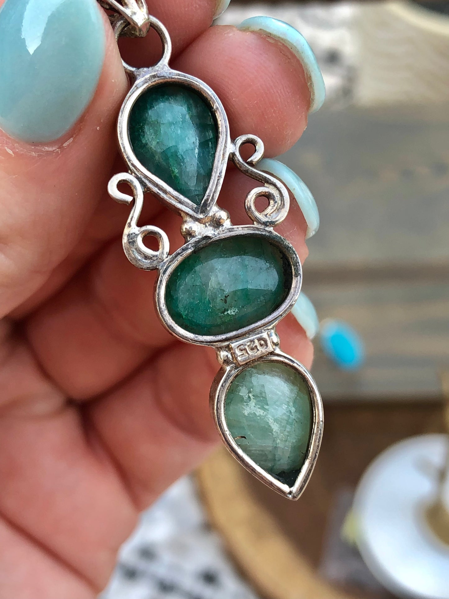Sterling Silver Green Jadeite Pendant