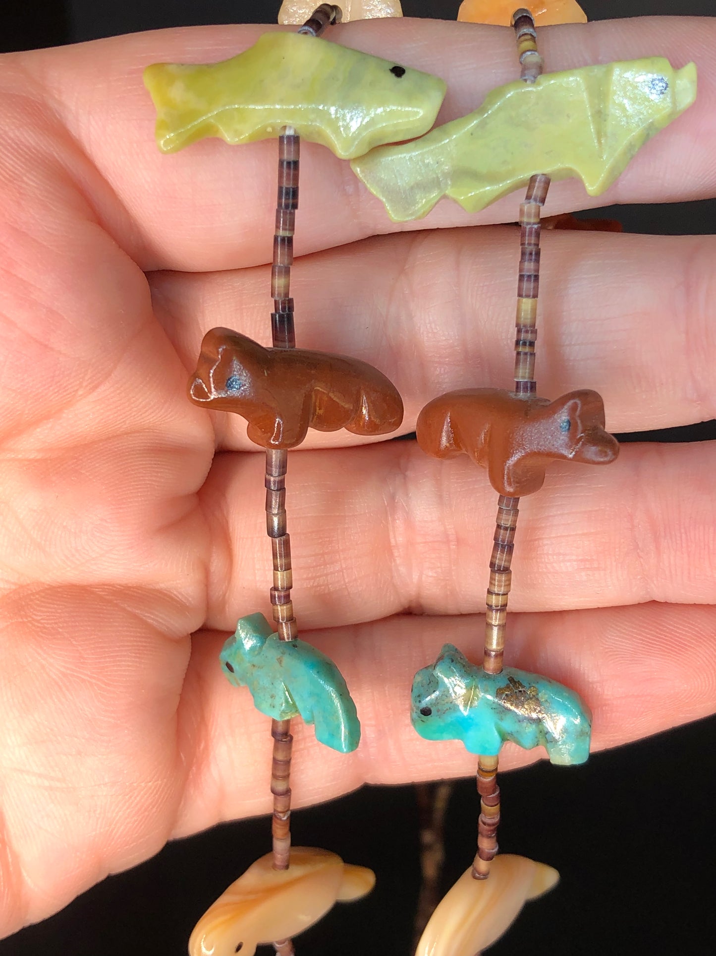 Vintage Hand-Carved Animal Stone Fetish Necklace