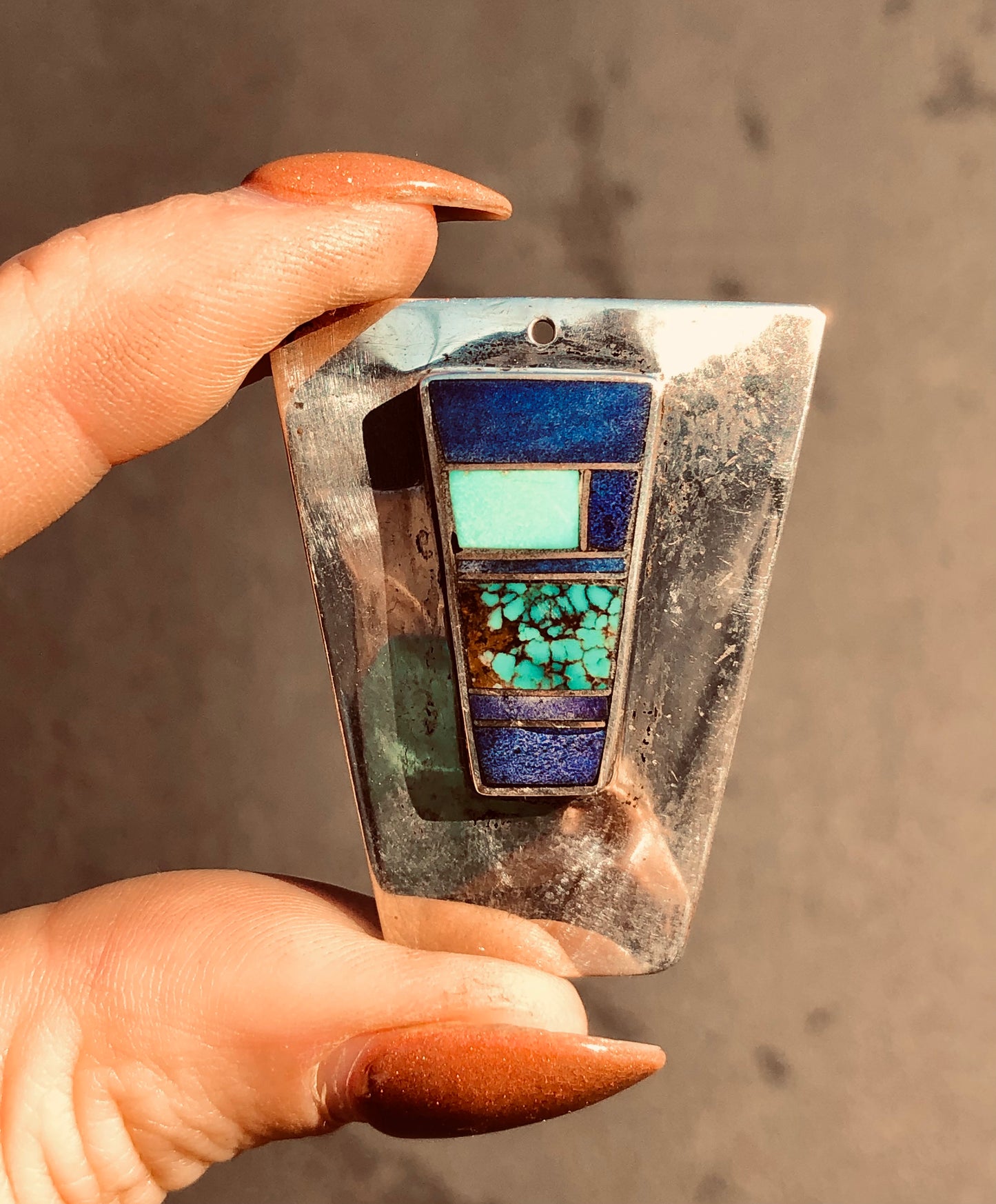Sterling Turquoise + Lapis Pendant