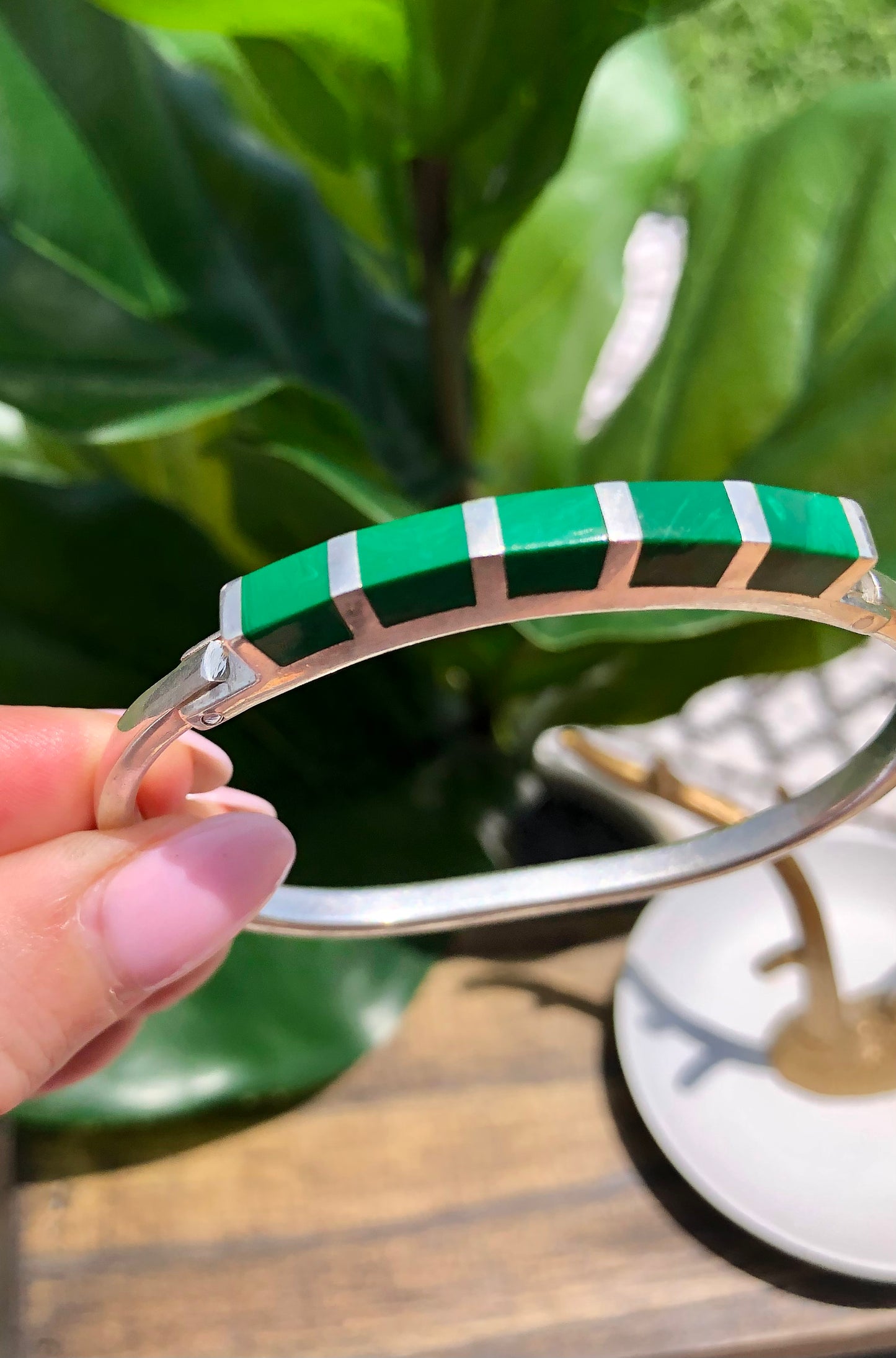 Sterling Silver Malachite Bracelet