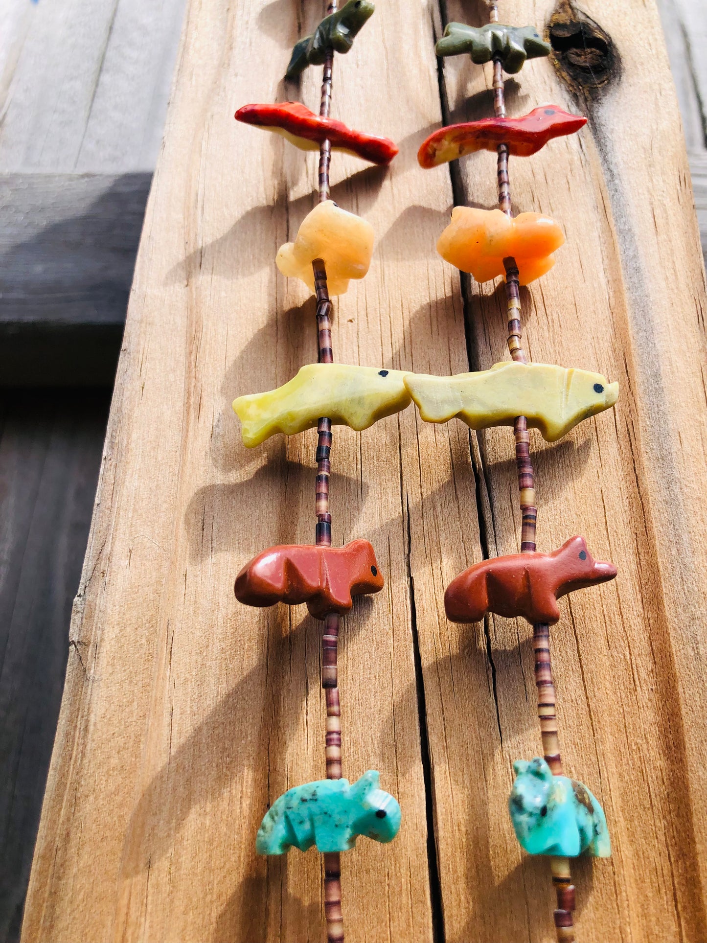 Vintage Hand-Carved Animal Stone Fetish Necklace