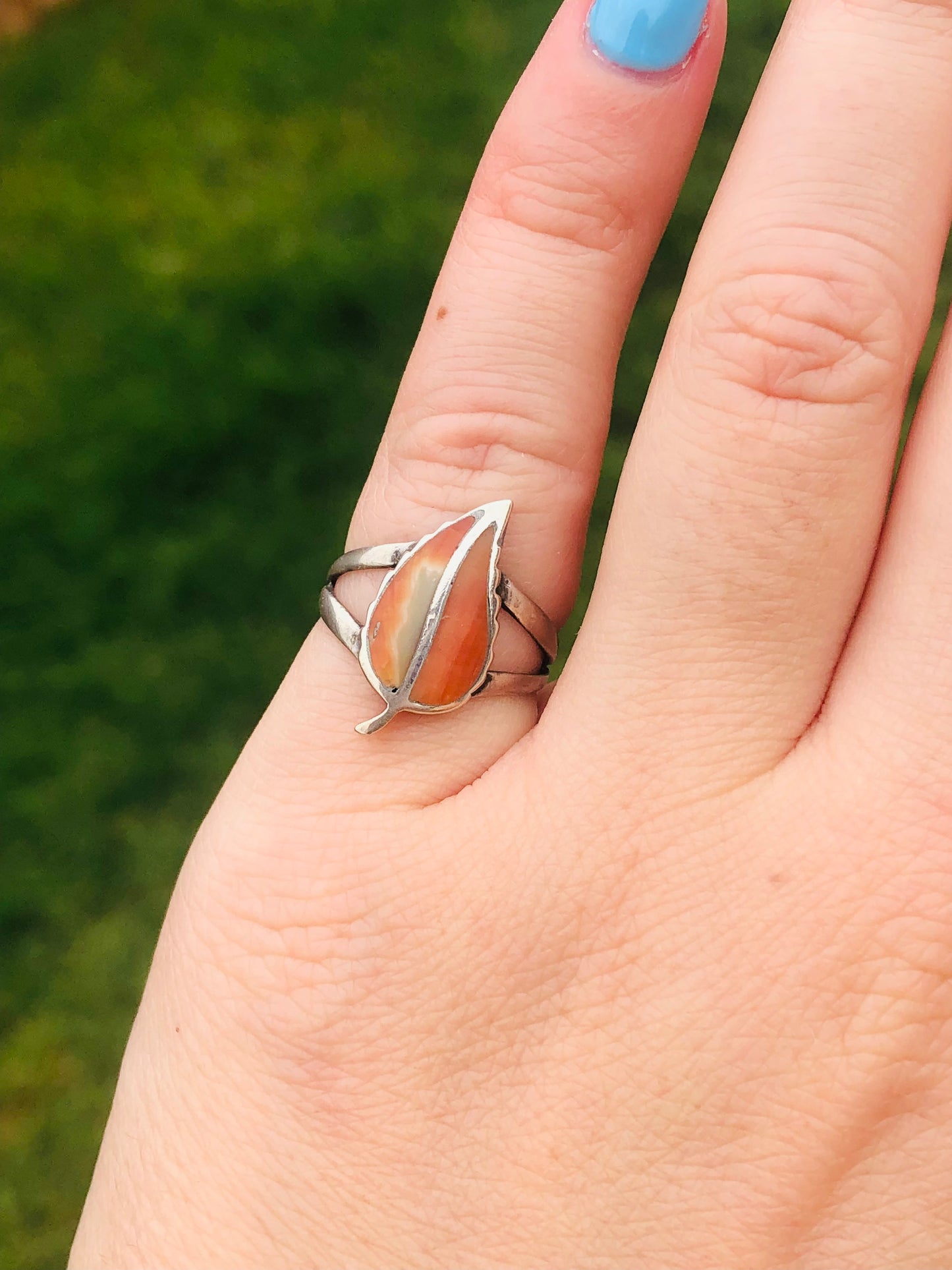 Vintage Sterling Silver Handmade Leaf Ring