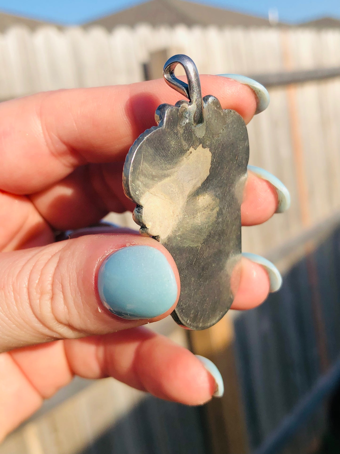 Vintage Sterling Silver Agate Pendant