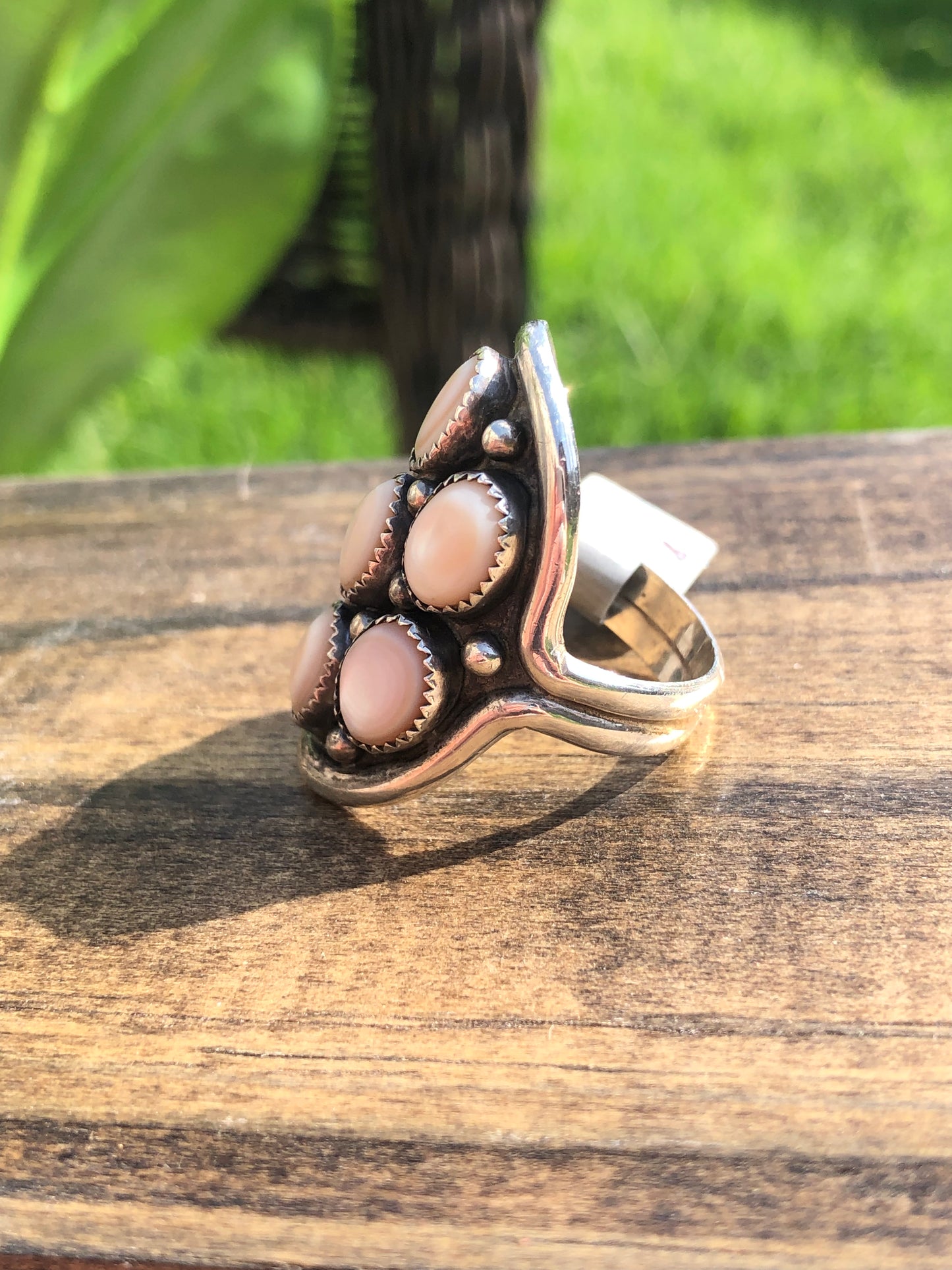 Sterling Silver Pink Mother of Pearl Signed Ring
