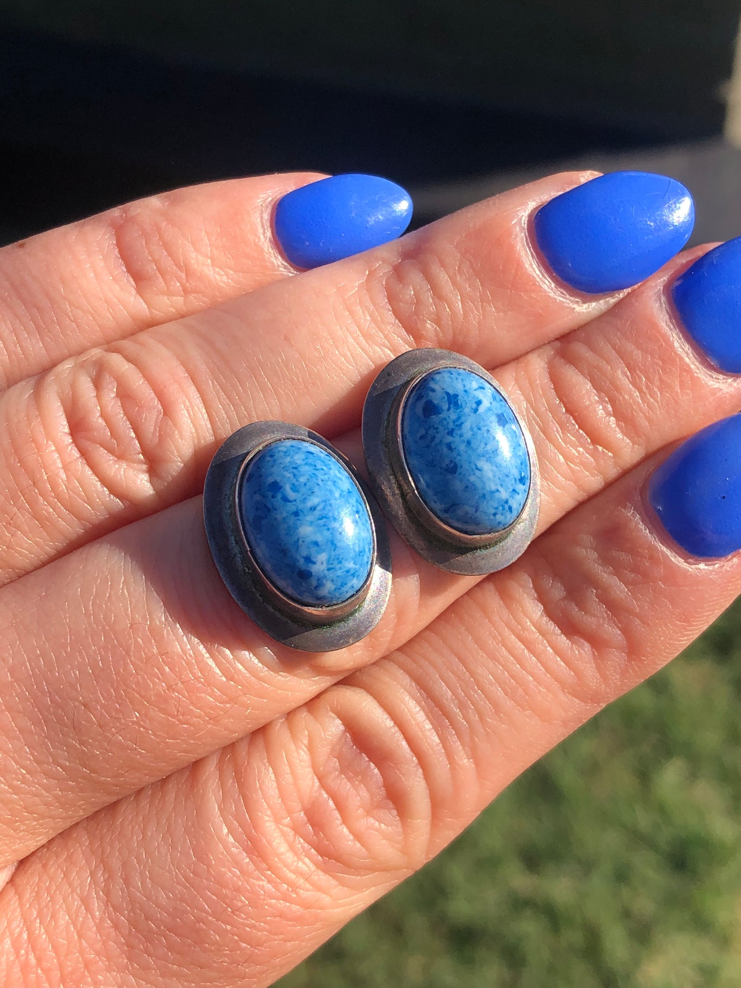 Sterling Denim Blue Lapis Stud Earrings
