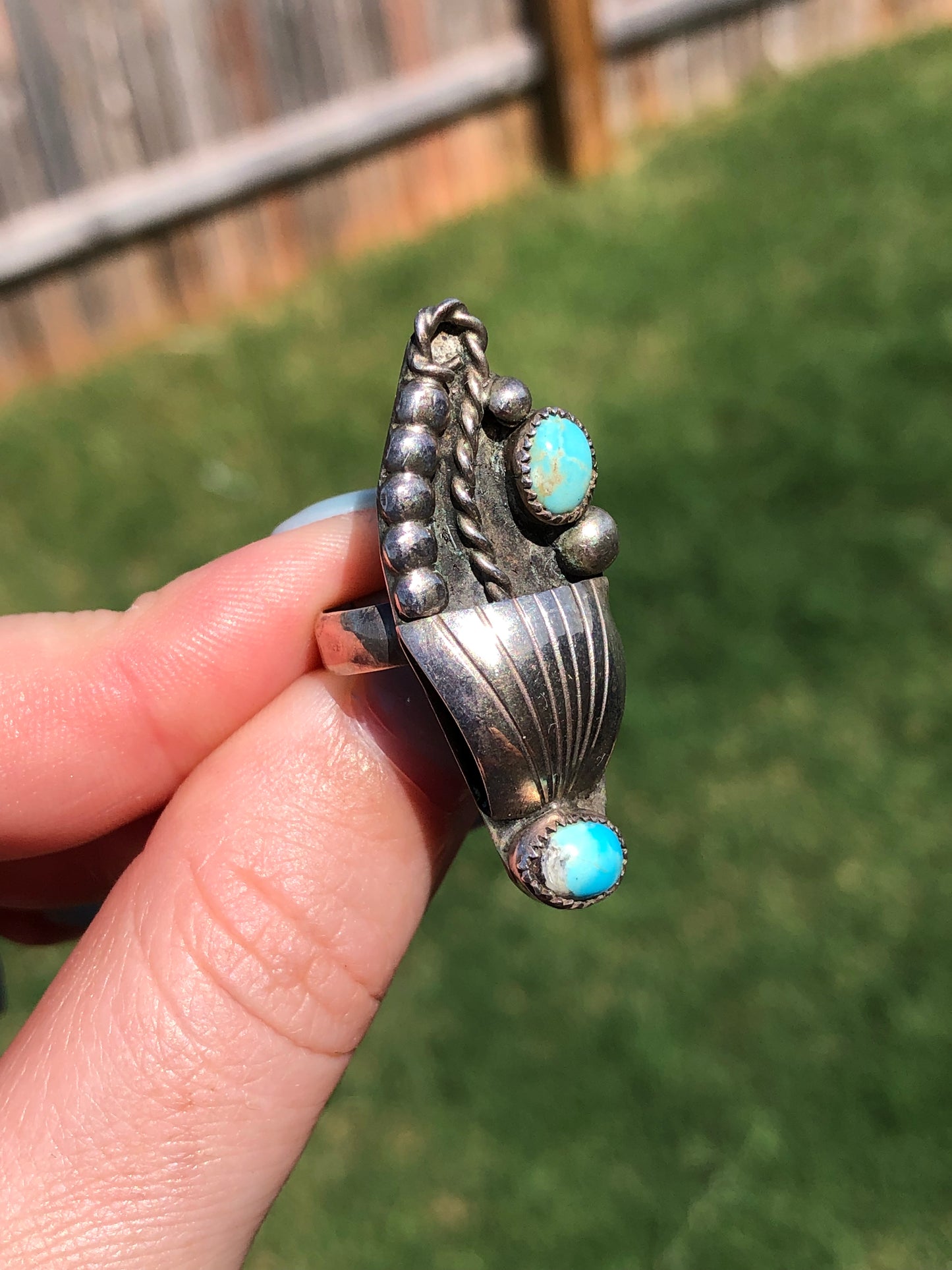 Vintage Handmade Sterling Silver Turquoise Ring