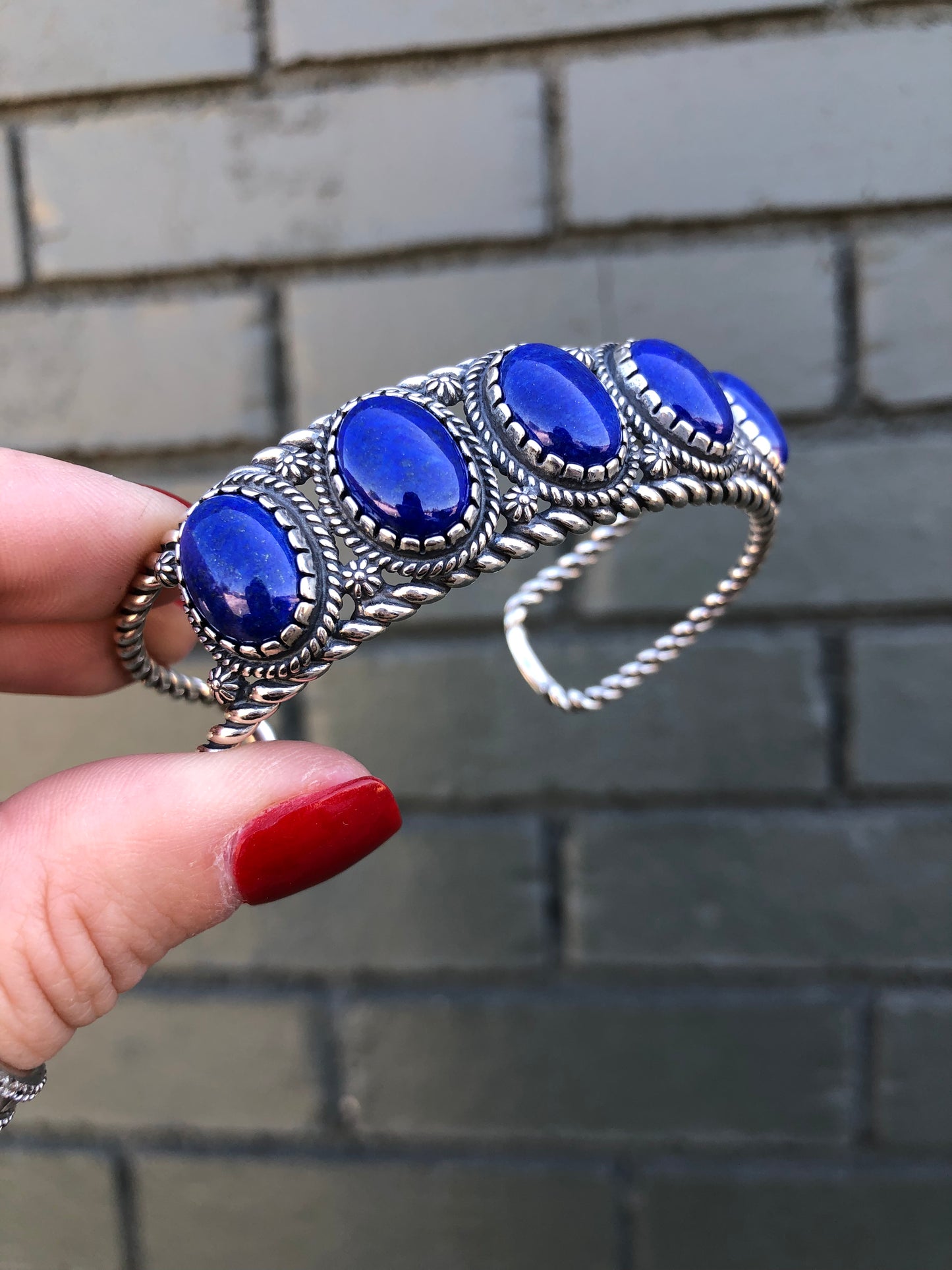 Sterling Blue Lapis Cuff Bracelet