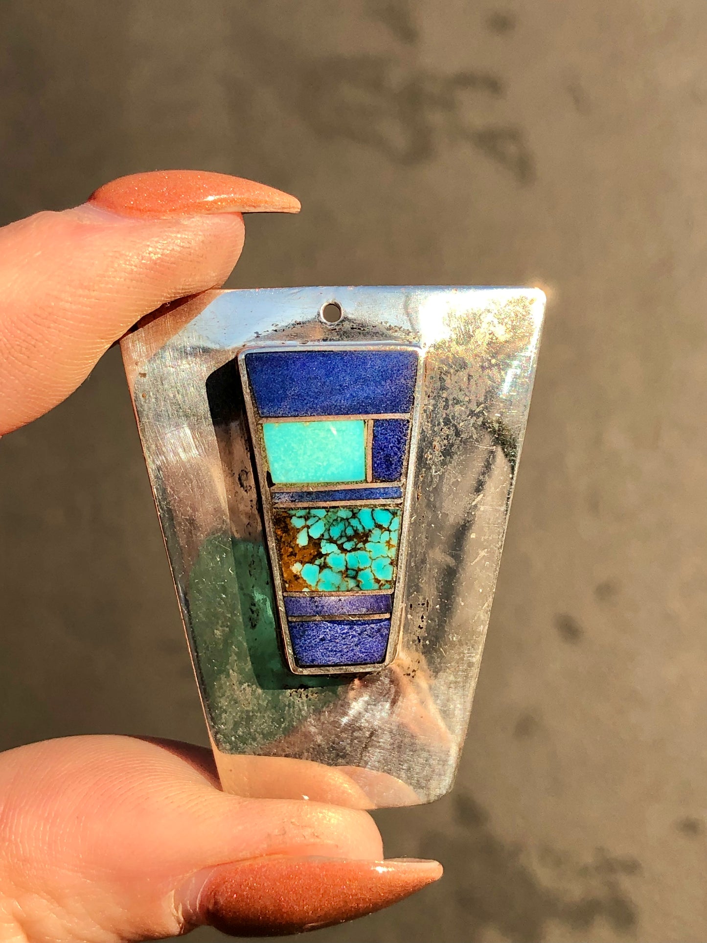 Sterling Turquoise + Lapis Pendant