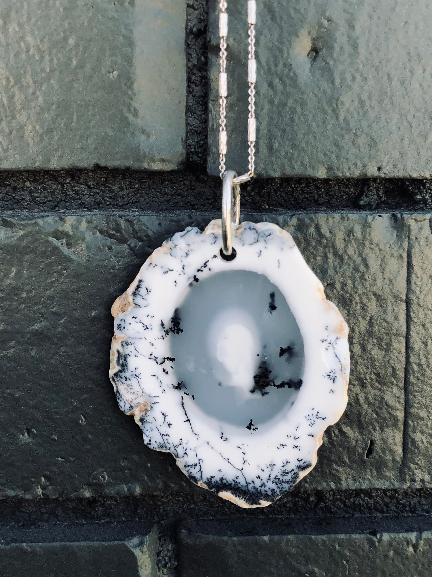 Sterling Dreamy Raw Agate Slab Pendant