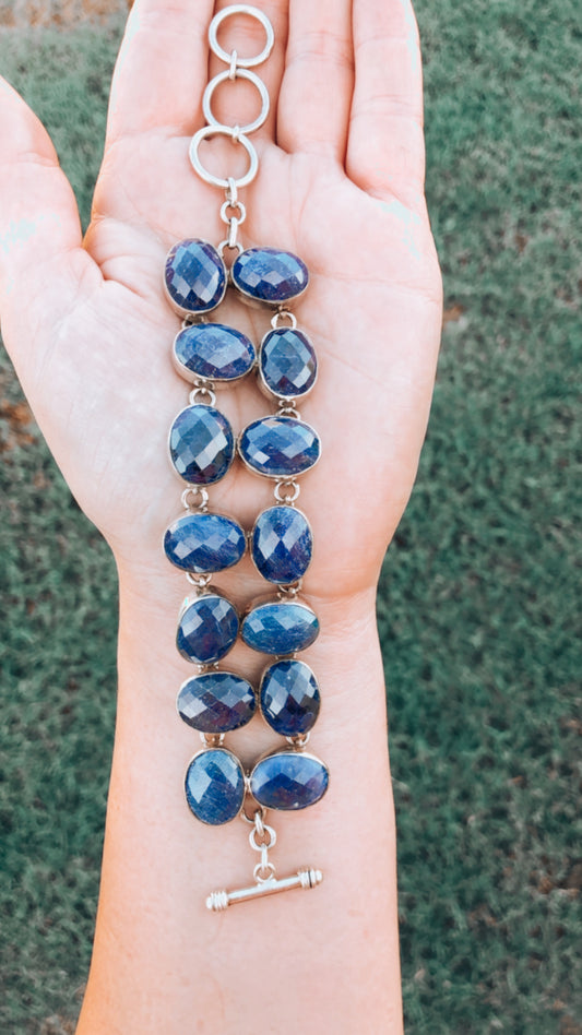 Adjustable Sterling Blue Lapis Bracelet