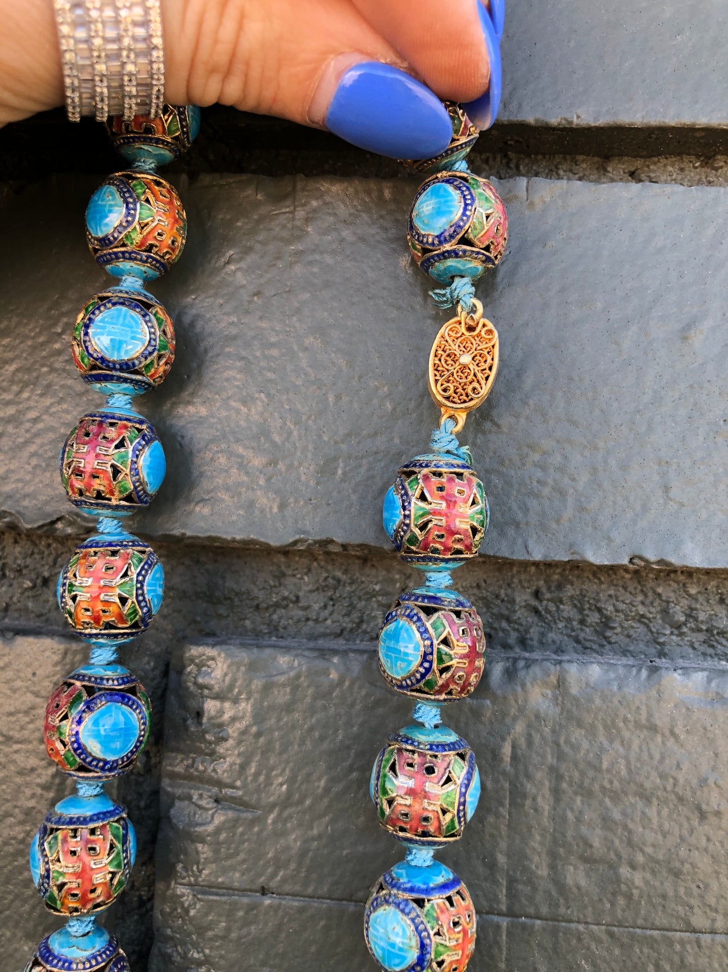 Vintage Handmade Blue Glassbead Necklace