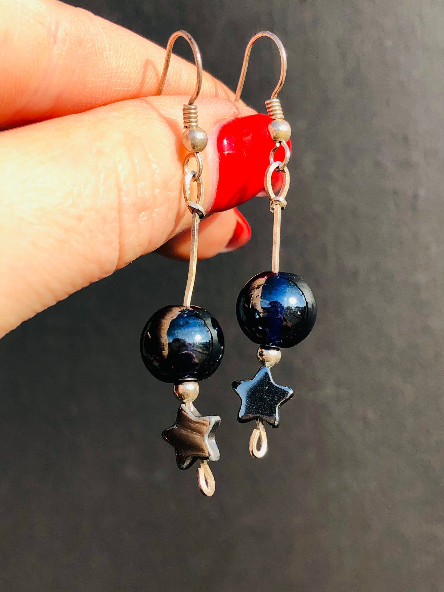 Silver Glass Star Earrings