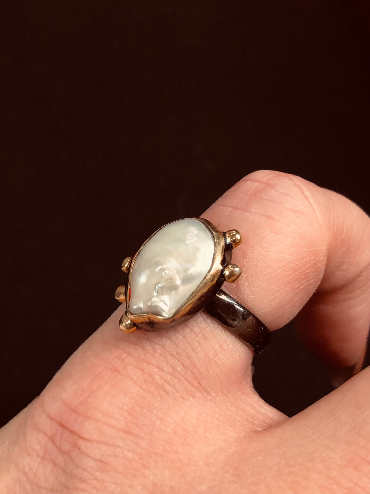 Sterling Mother of Pearl Ring