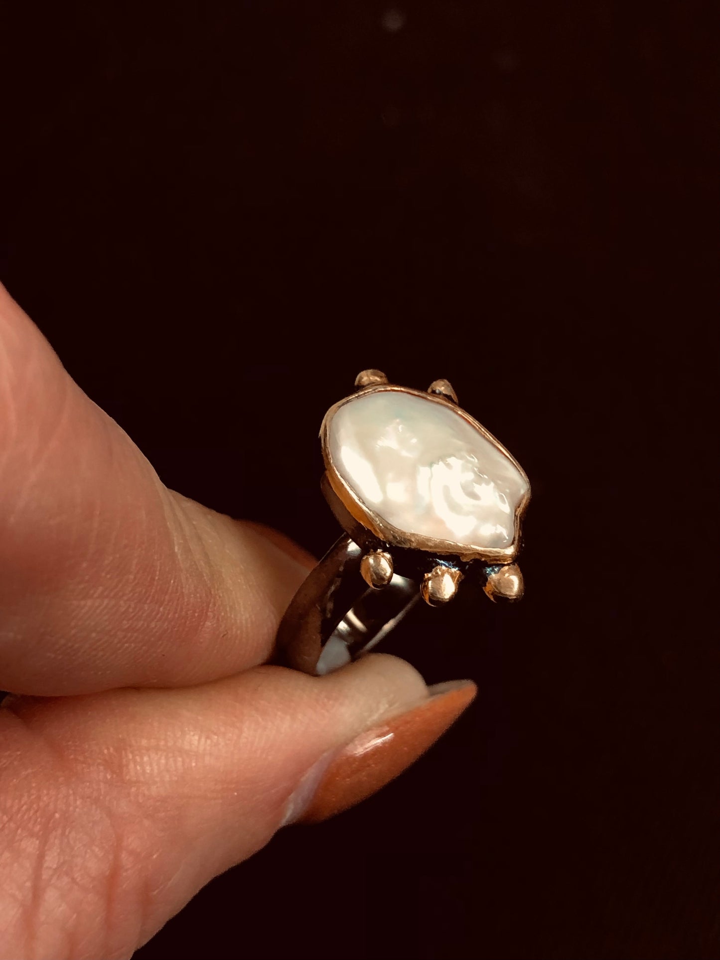 Sterling Mother of Pearl Ring