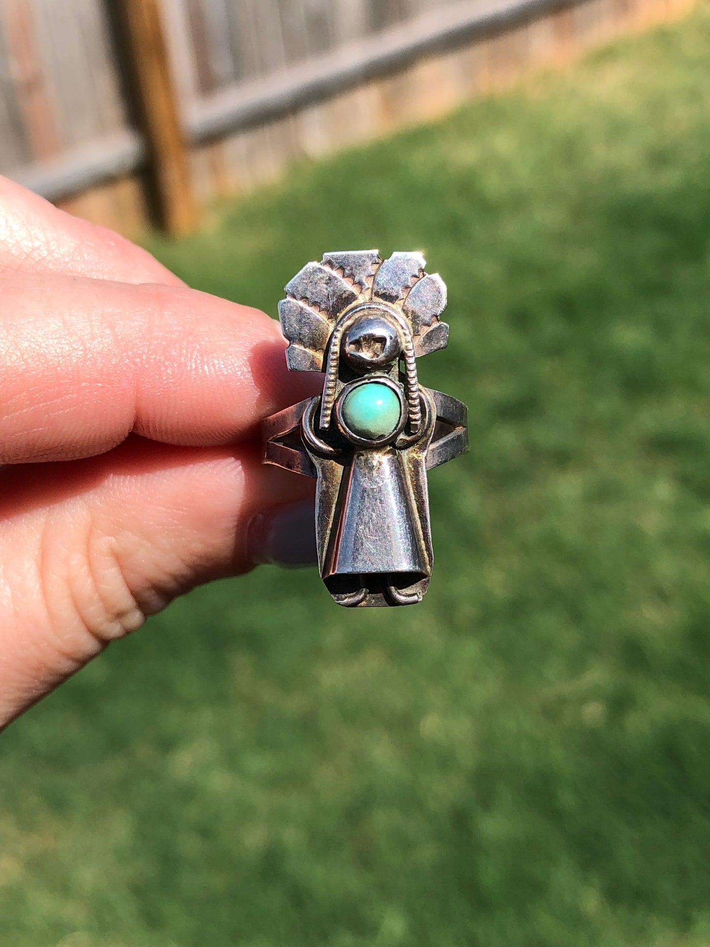 Vintage Sterling Silver Lady Turquoise Ring