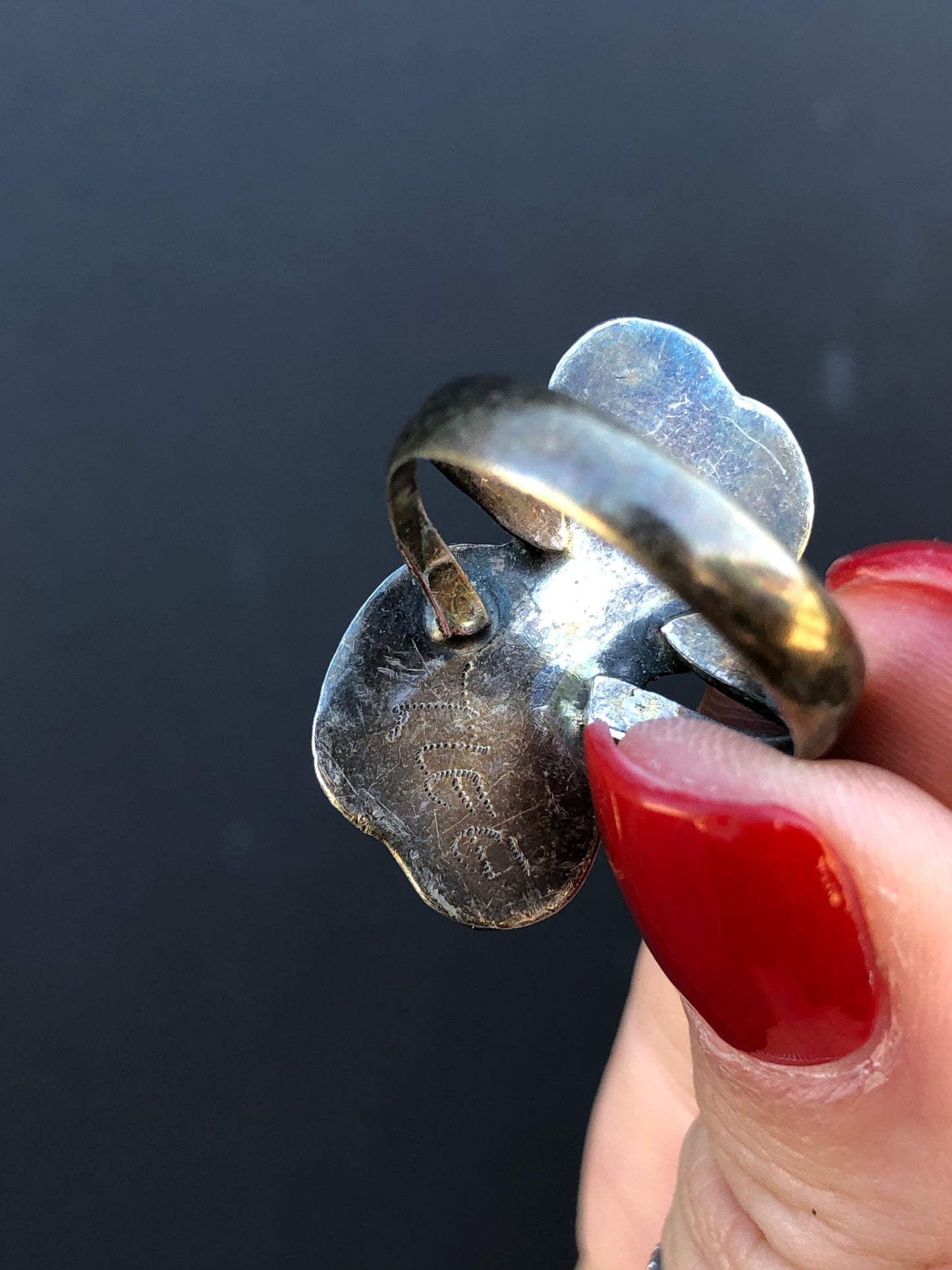 Sterling MOP Signed Ring