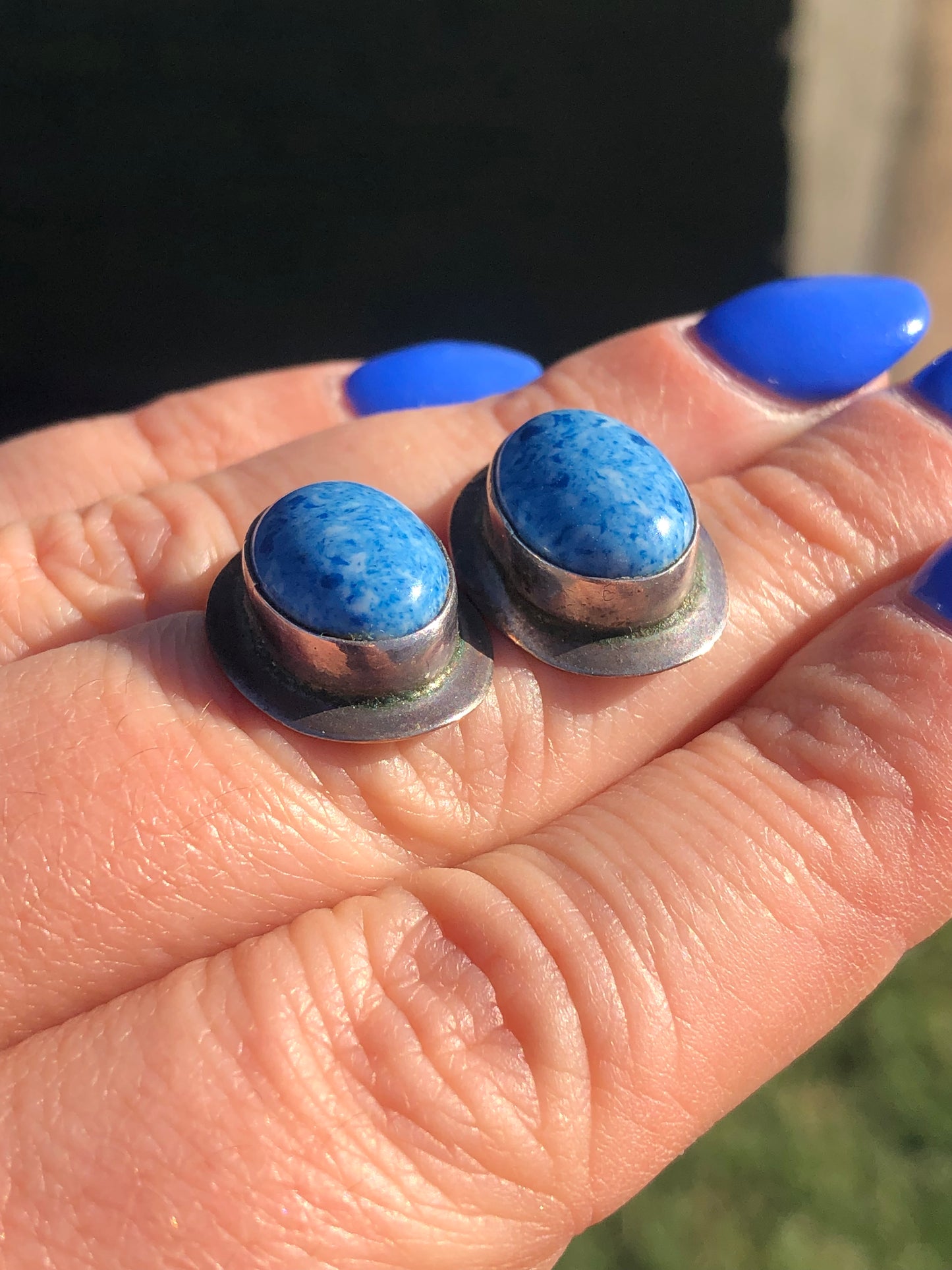 Sterling Denim Blue Lapis Stud Earrings