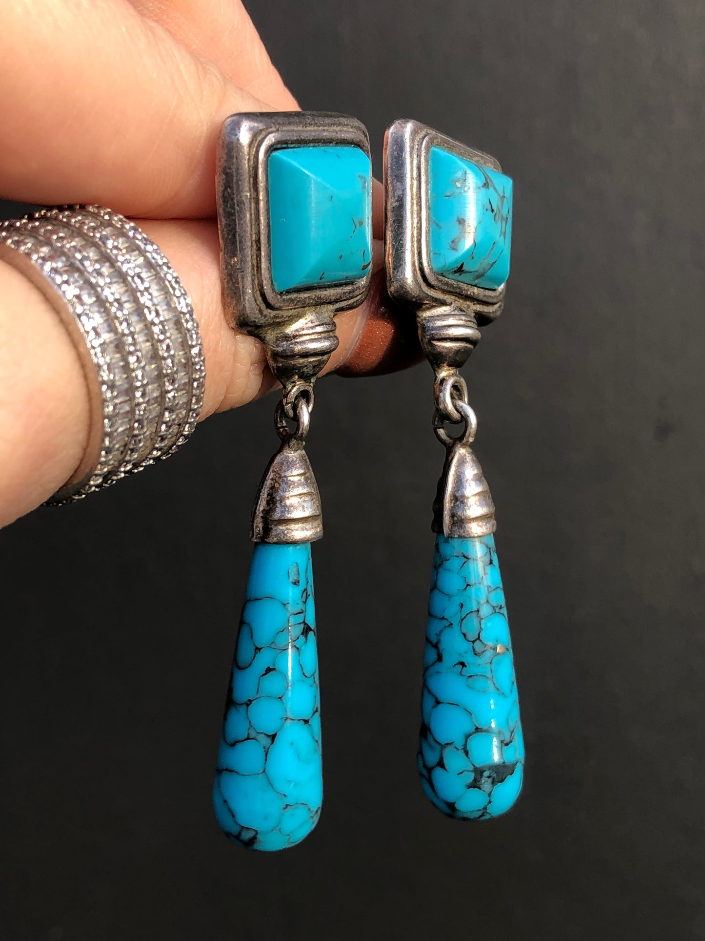 Sterling Turquoise Dangle Earrings